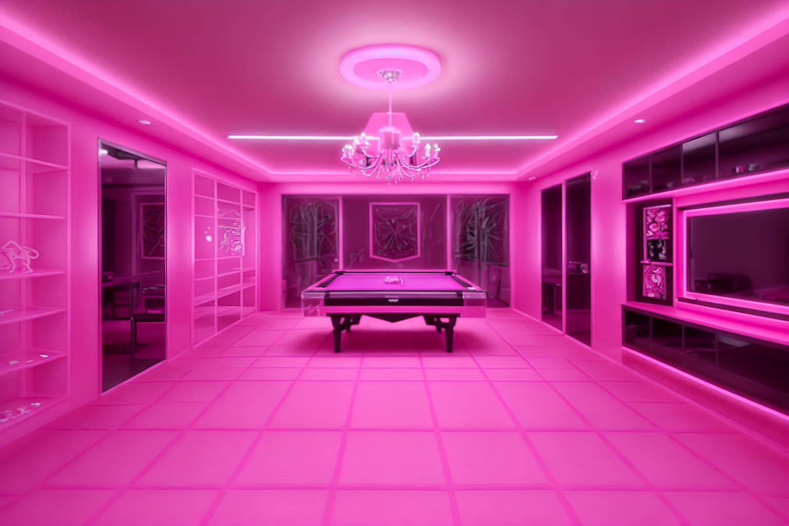 hot pink-style (gaming room interior) . with barbie glitter and sparkle and barbie bold rosy hues like fuchsia and magenta and hot pink barbie colors and barbie sofa and barbie style interior and barbie closet and barbie chairs and barbie plastic interior. . cinematic photo, highly detailed, cinematic lighting, ultra-detailed, ultrarealistic, photorealism, 8k. hot pink interior design style. masterpiece, cinematic light, ultrarealistic+, photorealistic+, 8k, raw photo, realistic, sharp focus on eyes, (symmetrical eyes), (intact eyes), hyperrealistic, highest quality, best quality, , highly detailed, masterpiece, best quality, extremely detailed 8k wallpaper, masterpiece, best quality, ultra-detailed, best shadow, detailed background, detailed face, detailed eyes, high contrast, best illumination, detailed face, dulux, caustic, dynamic angle, detailed glow. dramatic lighting. highly detailed, insanely detailed hair, symmetrical, intricate details, professionally retouched, 8k high definition. strong bokeh. award winning photo.