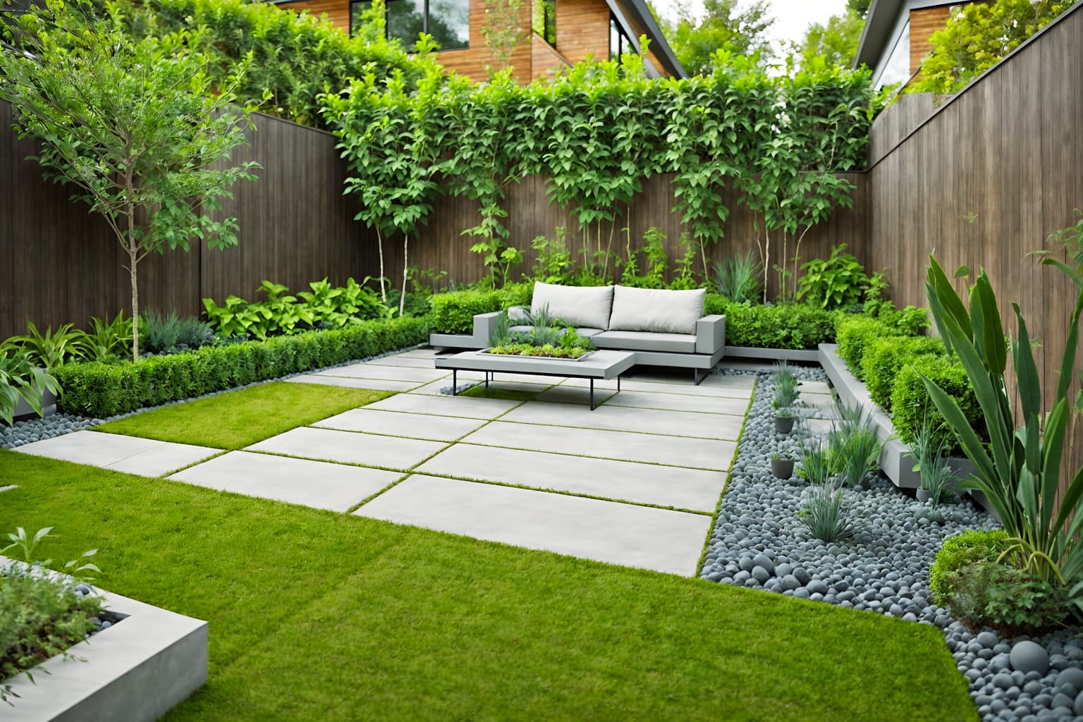 minimalist-style designed (outdoor garden ) with garden plants and garden tree and grass and garden plants. . with focus on the shape, colour and texture of just a few of essential elements and functional furniture and an open floor plan and a monochromatic palette with colour used as an accent and clean lines and lots of light and focus on the shape, colour and texture of just a few of essential elements. . cinematic photo, highly detailed, cinematic lighting, ultra-detailed, ultrarealistic, photorealism, 8k. minimalist design style. masterpiece, cinematic light, ultrarealistic+, photorealistic+, 8k, raw photo, realistic, sharp focus on eyes, (symmetrical eyes), (intact eyes), hyperrealistic, highest quality, best quality, , highly detailed, masterpiece, best quality, extremely detailed 8k wallpaper, masterpiece, best quality, ultra-detailed, best shadow, detailed background, detailed face, detailed eyes, high contrast, best illumination, detailed face, dulux, caustic, dynamic angle, detailed glow. dramatic lighting. highly detailed, insanely detailed hair, symmetrical, intricate details, professionally retouched, 8k high definition. strong bokeh. award winning photo.