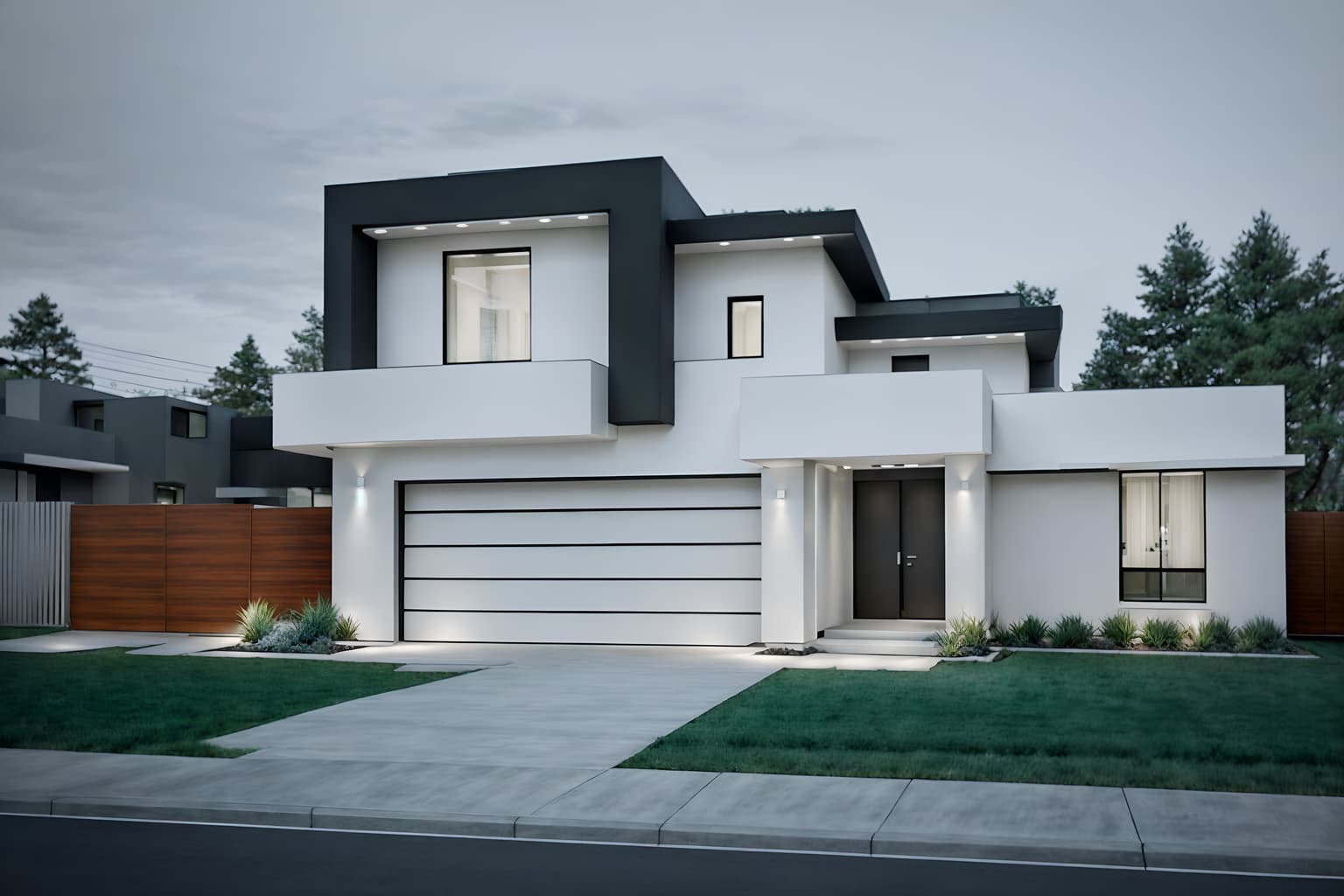 minimalist-style exterior designed (house exterior exterior) . with clean lines and lots of light and a monochromatic palette with colour used as an accent and an open floor plan and functional furniture and focus on the shape, colour and texture of just a few of essential elements and clean lines. . cinematic photo, highly detailed, cinematic lighting, ultra-detailed, ultrarealistic, photorealism, 8k. minimalist exterior design style. masterpiece, cinematic light, ultrarealistic+, photorealistic+, 8k, raw photo, realistic, sharp focus on eyes, (symmetrical eyes), (intact eyes), hyperrealistic, highest quality, best quality, , highly detailed, masterpiece, best quality, extremely detailed 8k wallpaper, masterpiece, best quality, ultra-detailed, best shadow, detailed background, detailed face, detailed eyes, high contrast, best illumination, detailed face, dulux, caustic, dynamic angle, detailed glow. dramatic lighting. highly detailed, insanely detailed hair, symmetrical, intricate details, professionally retouched, 8k high definition. strong bokeh. award winning photo.