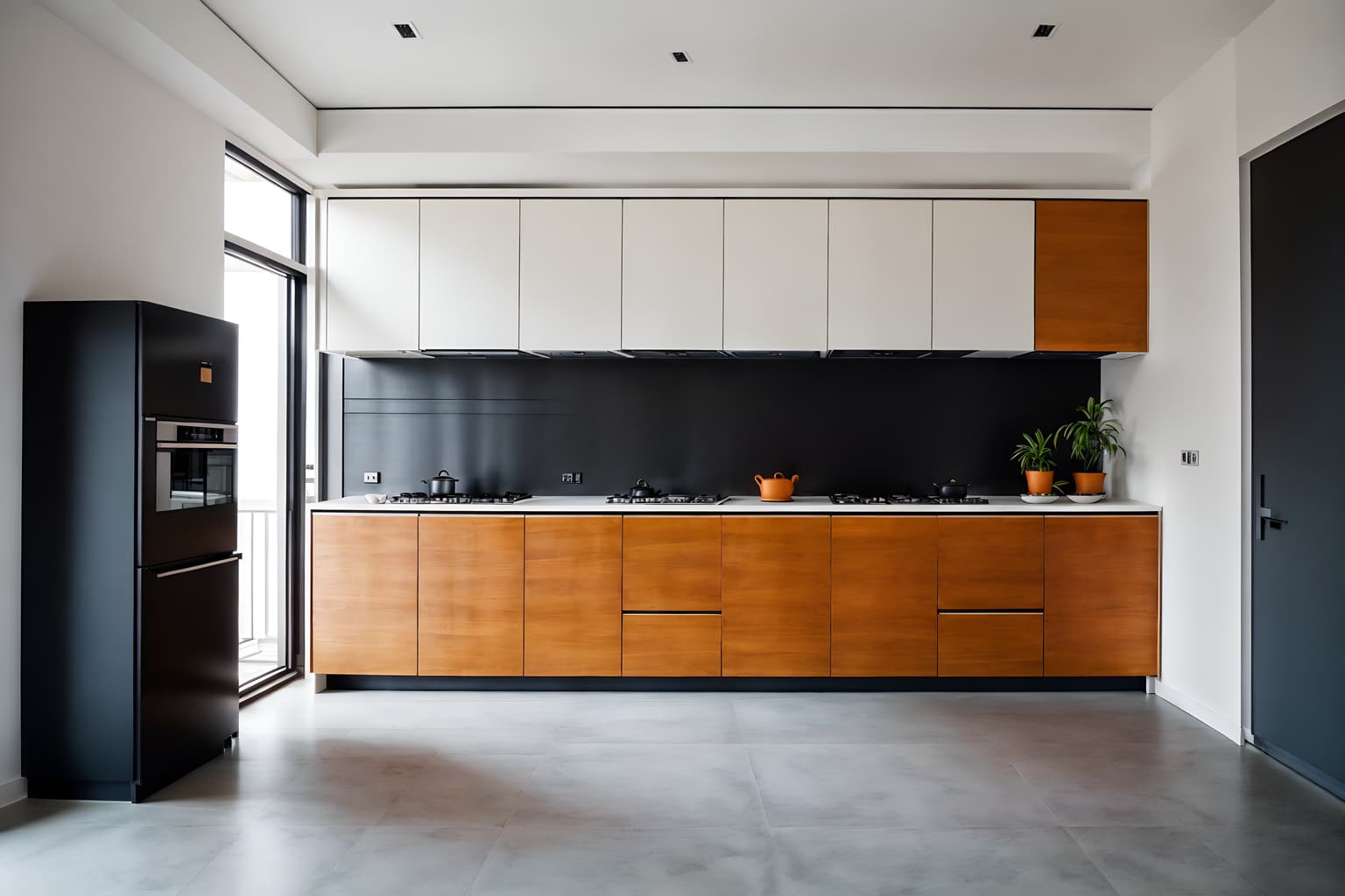 minimalist-style (kitchen interior) with kitchen cabinets and stove and plant and refrigerator and sink and worktops and kitchen cabinets. . with an open floor plan and functional furniture and clean lines and lots of light and focus on the shape, colour and texture of just a few of essential elements and a monochromatic palette with colour used as an accent and an open floor plan. . cinematic photo, highly detailed, cinematic lighting, ultra-detailed, ultrarealistic, photorealism, 8k. minimalist interior design style. masterpiece, cinematic light, ultrarealistic+, photorealistic+, 8k, raw photo, realistic, sharp focus on eyes, (symmetrical eyes), (intact eyes), hyperrealistic, highest quality, best quality, , highly detailed, masterpiece, best quality, extremely detailed 8k wallpaper, masterpiece, best quality, ultra-detailed, best shadow, detailed background, detailed face, detailed eyes, high contrast, best illumination, detailed face, dulux, caustic, dynamic angle, detailed glow. dramatic lighting. highly detailed, insanely detailed hair, symmetrical, intricate details, professionally retouched, 8k high definition. strong bokeh. award winning photo.