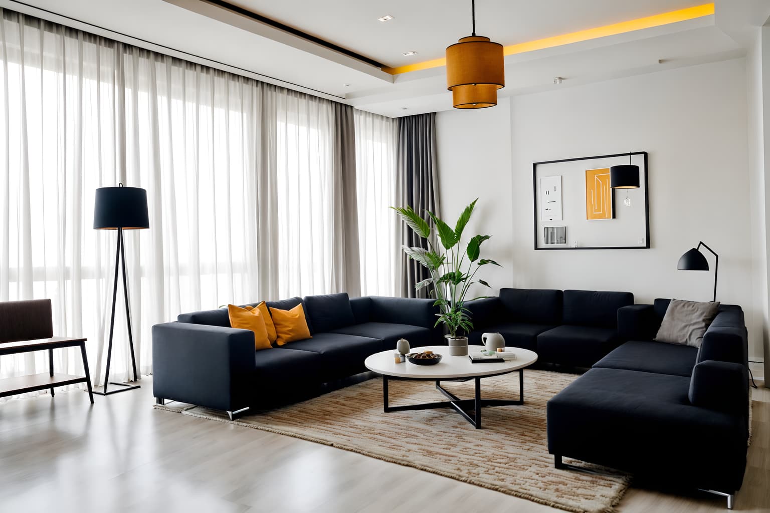 minimalist-style (hotel lobby interior) with sofas and coffee tables and furniture and lounge chairs and plant and hanging lamps and rug and check in desk. . with an open floor plan and clean lines and focus on the shape, colour and texture of just a few of essential elements and a monochromatic palette with colour used as an accent and lots of light and functional furniture and an open floor plan. . cinematic photo, highly detailed, cinematic lighting, ultra-detailed, ultrarealistic, photorealism, 8k. minimalist interior design style. masterpiece, cinematic light, ultrarealistic+, photorealistic+, 8k, raw photo, realistic, sharp focus on eyes, (symmetrical eyes), (intact eyes), hyperrealistic, highest quality, best quality, , highly detailed, masterpiece, best quality, extremely detailed 8k wallpaper, masterpiece, best quality, ultra-detailed, best shadow, detailed background, detailed face, detailed eyes, high contrast, best illumination, detailed face, dulux, caustic, dynamic angle, detailed glow. dramatic lighting. highly detailed, insanely detailed hair, symmetrical, intricate details, professionally retouched, 8k high definition. strong bokeh. award winning photo.