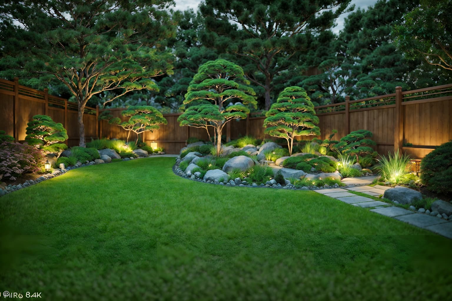 japanese design-style designed (outdoor garden ) with grass and garden tree and garden plants and grass. . with . . cinematic photo, highly detailed, cinematic lighting, ultra-detailed, ultrarealistic, photorealism, 8k. japanese design design style. masterpiece, cinematic light, ultrarealistic+, photorealistic+, 8k, raw photo, realistic, sharp focus on eyes, (symmetrical eyes), (intact eyes), hyperrealistic, highest quality, best quality, , highly detailed, masterpiece, best quality, extremely detailed 8k wallpaper, masterpiece, best quality, ultra-detailed, best shadow, detailed background, detailed face, detailed eyes, high contrast, best illumination, detailed face, dulux, caustic, dynamic angle, detailed glow. dramatic lighting. highly detailed, insanely detailed hair, symmetrical, intricate details, professionally retouched, 8k high definition. strong bokeh. award winning photo.