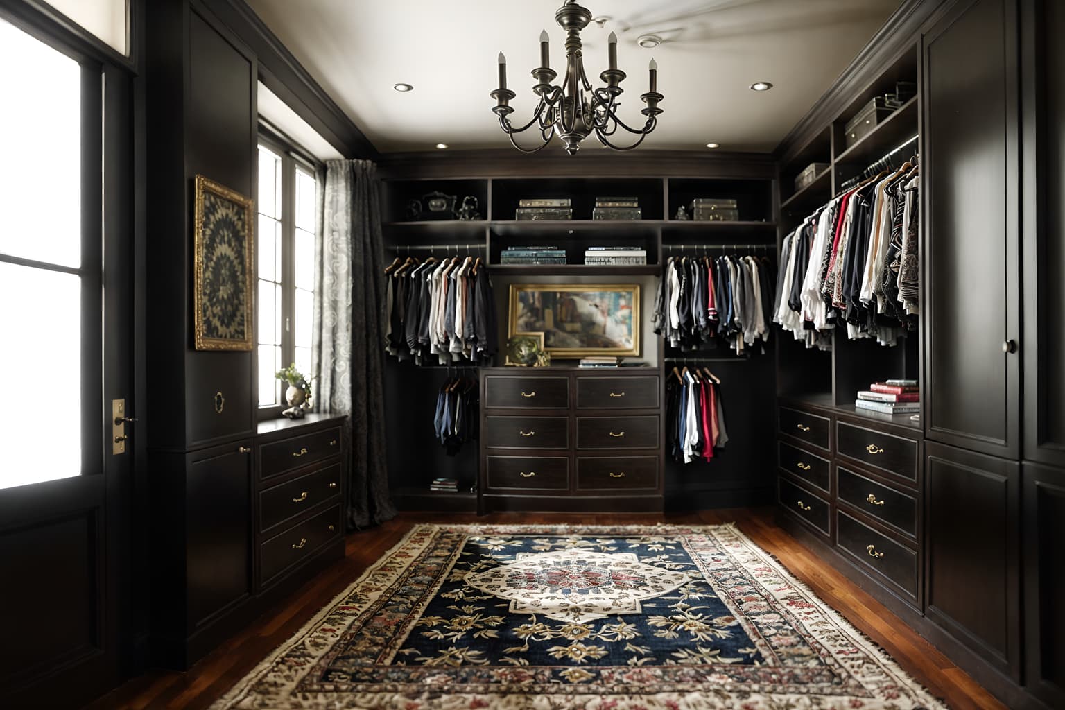 eclectic-style (walk in closet interior) . . cinematic photo, highly detailed, cinematic lighting, ultra-detailed, ultrarealistic, photorealism, 8k. eclectic interior design style. masterpiece, cinematic light, ultrarealistic+, photorealistic+, 8k, raw photo, realistic, sharp focus on eyes, (symmetrical eyes), (intact eyes), hyperrealistic, highest quality, best quality, , highly detailed, masterpiece, best quality, extremely detailed 8k wallpaper, masterpiece, best quality, ultra-detailed, best shadow, detailed background, detailed face, detailed eyes, high contrast, best illumination, detailed face, dulux, caustic, dynamic angle, detailed glow. dramatic lighting. highly detailed, insanely detailed hair, symmetrical, intricate details, professionally retouched, 8k high definition. strong bokeh. award winning photo.