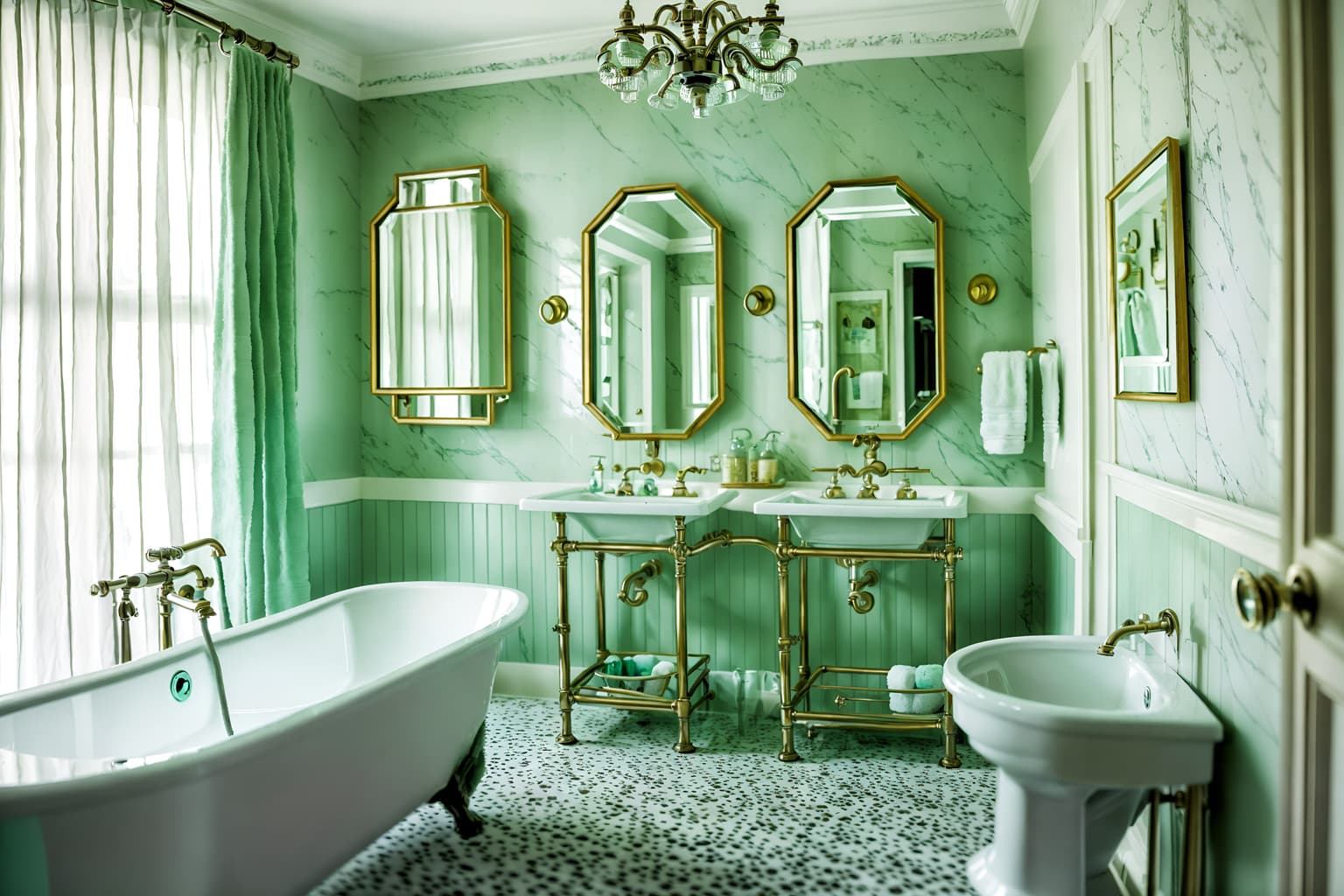 eclectic-style (hotel bathroom interior) with mirror and bathtub and waste basket and bath towel and bath rail and shower and bathroom sink with faucet and toilet seat. . . cinematic photo, highly detailed, cinematic lighting, ultra-detailed, ultrarealistic, photorealism, 8k. eclectic interior design style. masterpiece, cinematic light, ultrarealistic+, photorealistic+, 8k, raw photo, realistic, sharp focus on eyes, (symmetrical eyes), (intact eyes), hyperrealistic, highest quality, best quality, , highly detailed, masterpiece, best quality, extremely detailed 8k wallpaper, masterpiece, best quality, ultra-detailed, best shadow, detailed background, detailed face, detailed eyes, high contrast, best illumination, detailed face, dulux, caustic, dynamic angle, detailed glow. dramatic lighting. highly detailed, insanely detailed hair, symmetrical, intricate details, professionally retouched, 8k high definition. strong bokeh. award winning photo.