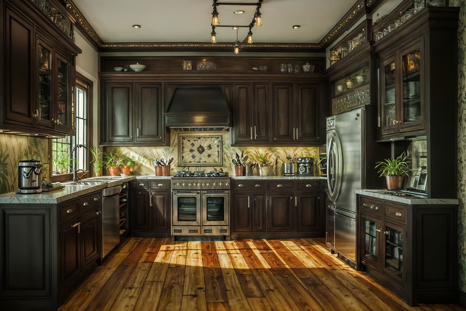 eclectic-style (kitchen living combo interior) with televisions and coffee tables and bookshelves and kitchen cabinets and worktops and furniture and plant and sink. . . cinematic photo, highly detailed, cinematic lighting, ultra-detailed, ultrarealistic, photorealism, 8k. eclectic interior design style. masterpiece, cinematic light, ultrarealistic+, photorealistic+, 8k, raw photo, realistic, sharp focus on eyes, (symmetrical eyes), (intact eyes), hyperrealistic, highest quality, best quality, , highly detailed, masterpiece, best quality, extremely detailed 8k wallpaper, masterpiece, best quality, ultra-detailed, best shadow, detailed background, detailed face, detailed eyes, high contrast, best illumination, detailed face, dulux, caustic, dynamic angle, detailed glow. dramatic lighting. highly detailed, insanely detailed hair, symmetrical, intricate details, professionally retouched, 8k high definition. strong bokeh. award winning photo.