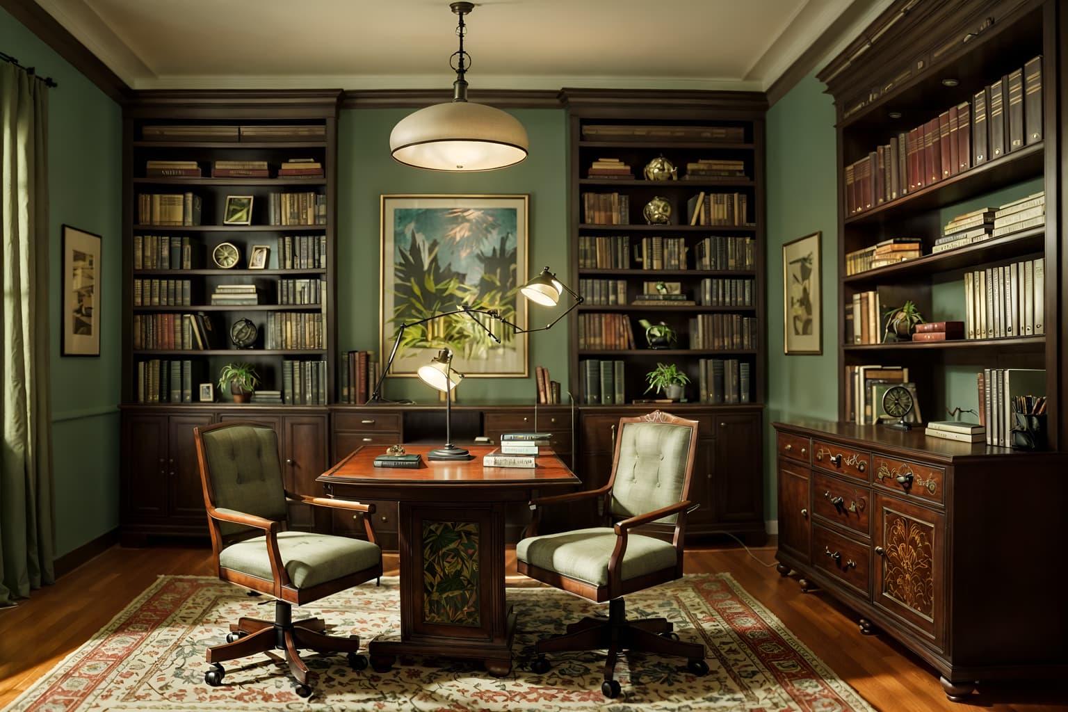 eclectic-style (study room interior) with desk lamp and lounge chair and bookshelves and cabinets and writing desk and office chair and plant and desk lamp. . . cinematic photo, highly detailed, cinematic lighting, ultra-detailed, ultrarealistic, photorealism, 8k. eclectic interior design style. masterpiece, cinematic light, ultrarealistic+, photorealistic+, 8k, raw photo, realistic, sharp focus on eyes, (symmetrical eyes), (intact eyes), hyperrealistic, highest quality, best quality, , highly detailed, masterpiece, best quality, extremely detailed 8k wallpaper, masterpiece, best quality, ultra-detailed, best shadow, detailed background, detailed face, detailed eyes, high contrast, best illumination, detailed face, dulux, caustic, dynamic angle, detailed glow. dramatic lighting. highly detailed, insanely detailed hair, symmetrical, intricate details, professionally retouched, 8k high definition. strong bokeh. award winning photo.