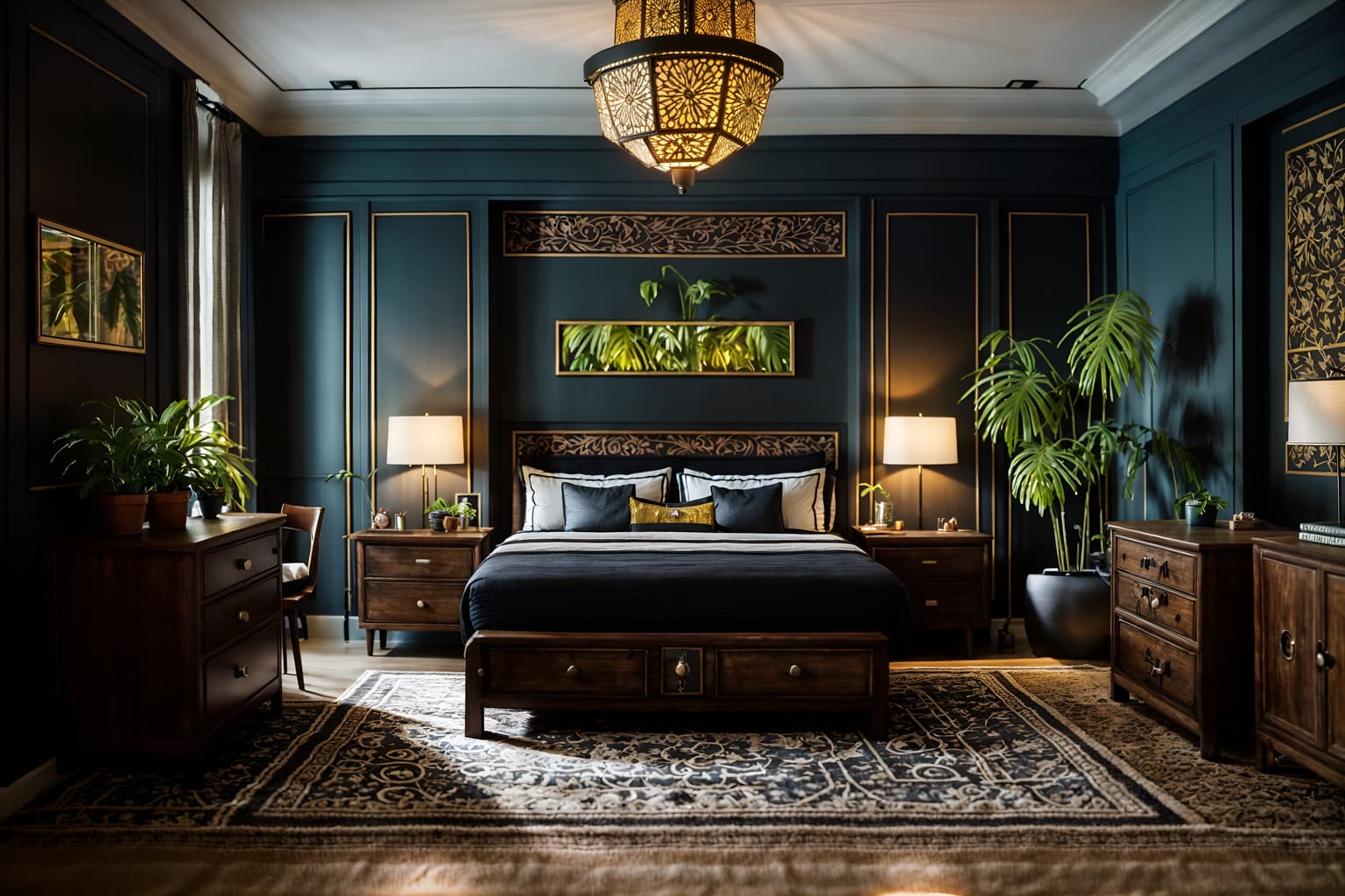 eclectic-style (hotel room interior) with bedside table or night stand and plant and bed and storage bench or ottoman and working desk with desk chair and night light and hotel bathroom and headboard. . . cinematic photo, highly detailed, cinematic lighting, ultra-detailed, ultrarealistic, photorealism, 8k. eclectic interior design style. masterpiece, cinematic light, ultrarealistic+, photorealistic+, 8k, raw photo, realistic, sharp focus on eyes, (symmetrical eyes), (intact eyes), hyperrealistic, highest quality, best quality, , highly detailed, masterpiece, best quality, extremely detailed 8k wallpaper, masterpiece, best quality, ultra-detailed, best shadow, detailed background, detailed face, detailed eyes, high contrast, best illumination, detailed face, dulux, caustic, dynamic angle, detailed glow. dramatic lighting. highly detailed, insanely detailed hair, symmetrical, intricate details, professionally retouched, 8k high definition. strong bokeh. award winning photo.