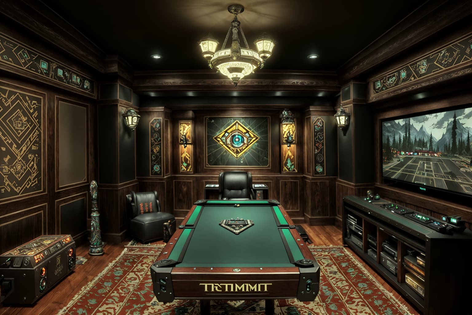 eclectic-style (gaming room interior) . . cinematic photo, highly detailed, cinematic lighting, ultra-detailed, ultrarealistic, photorealism, 8k. eclectic interior design style. masterpiece, cinematic light, ultrarealistic+, photorealistic+, 8k, raw photo, realistic, sharp focus on eyes, (symmetrical eyes), (intact eyes), hyperrealistic, highest quality, best quality, , highly detailed, masterpiece, best quality, extremely detailed 8k wallpaper, masterpiece, best quality, ultra-detailed, best shadow, detailed background, detailed face, detailed eyes, high contrast, best illumination, detailed face, dulux, caustic, dynamic angle, detailed glow. dramatic lighting. highly detailed, insanely detailed hair, symmetrical, intricate details, professionally retouched, 8k high definition. strong bokeh. award winning photo.