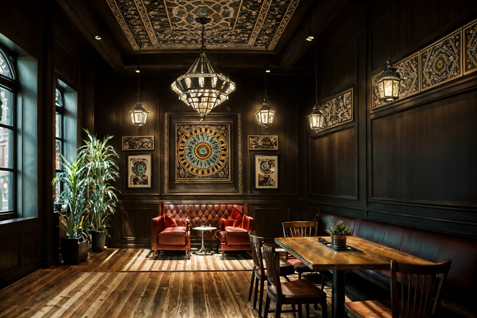 eclectic-style (coffee shop interior) . . cinematic photo, highly detailed, cinematic lighting, ultra-detailed, ultrarealistic, photorealism, 8k. eclectic interior design style. masterpiece, cinematic light, ultrarealistic+, photorealistic+, 8k, raw photo, realistic, sharp focus on eyes, (symmetrical eyes), (intact eyes), hyperrealistic, highest quality, best quality, , highly detailed, masterpiece, best quality, extremely detailed 8k wallpaper, masterpiece, best quality, ultra-detailed, best shadow, detailed background, detailed face, detailed eyes, high contrast, best illumination, detailed face, dulux, caustic, dynamic angle, detailed glow. dramatic lighting. highly detailed, insanely detailed hair, symmetrical, intricate details, professionally retouched, 8k high definition. strong bokeh. award winning photo.