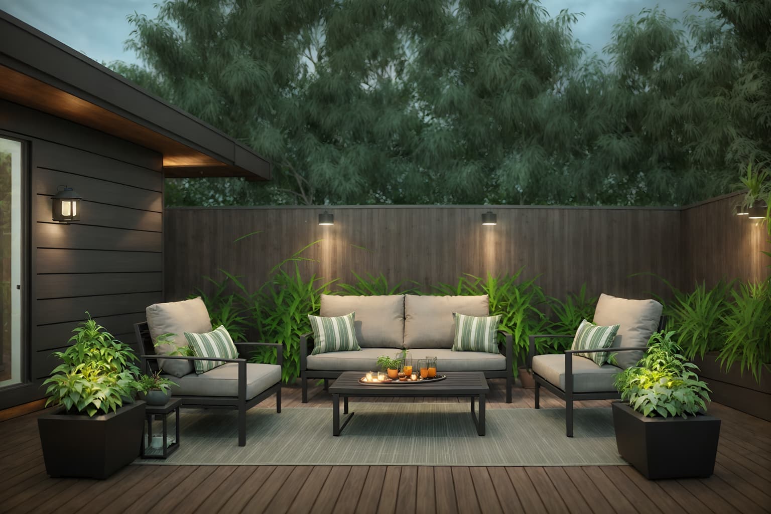 contemporary-style designed (outdoor patio ) with plant and patio couch with pillows and grass and deck with deck chairs and barbeque or grill and plant. . with . . cinematic photo, highly detailed, cinematic lighting, ultra-detailed, ultrarealistic, photorealism, 8k. contemporary design style. masterpiece, cinematic light, ultrarealistic+, photorealistic+, 8k, raw photo, realistic, sharp focus on eyes, (symmetrical eyes), (intact eyes), hyperrealistic, highest quality, best quality, , highly detailed, masterpiece, best quality, extremely detailed 8k wallpaper, masterpiece, best quality, ultra-detailed, best shadow, detailed background, detailed face, detailed eyes, high contrast, best illumination, detailed face, dulux, caustic, dynamic angle, detailed glow. dramatic lighting. highly detailed, insanely detailed hair, symmetrical, intricate details, professionally retouched, 8k high definition. strong bokeh. award winning photo.