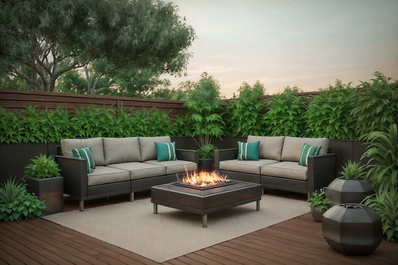 contemporary-style designed (outdoor patio ) with plant and patio couch with pillows and grass and deck with deck chairs and barbeque or grill and plant. . with . . cinematic photo, highly detailed, cinematic lighting, ultra-detailed, ultrarealistic, photorealism, 8k. contemporary design style. masterpiece, cinematic light, ultrarealistic+, photorealistic+, 8k, raw photo, realistic, sharp focus on eyes, (symmetrical eyes), (intact eyes), hyperrealistic, highest quality, best quality, , highly detailed, masterpiece, best quality, extremely detailed 8k wallpaper, masterpiece, best quality, ultra-detailed, best shadow, detailed background, detailed face, detailed eyes, high contrast, best illumination, detailed face, dulux, caustic, dynamic angle, detailed glow. dramatic lighting. highly detailed, insanely detailed hair, symmetrical, intricate details, professionally retouched, 8k high definition. strong bokeh. award winning photo.