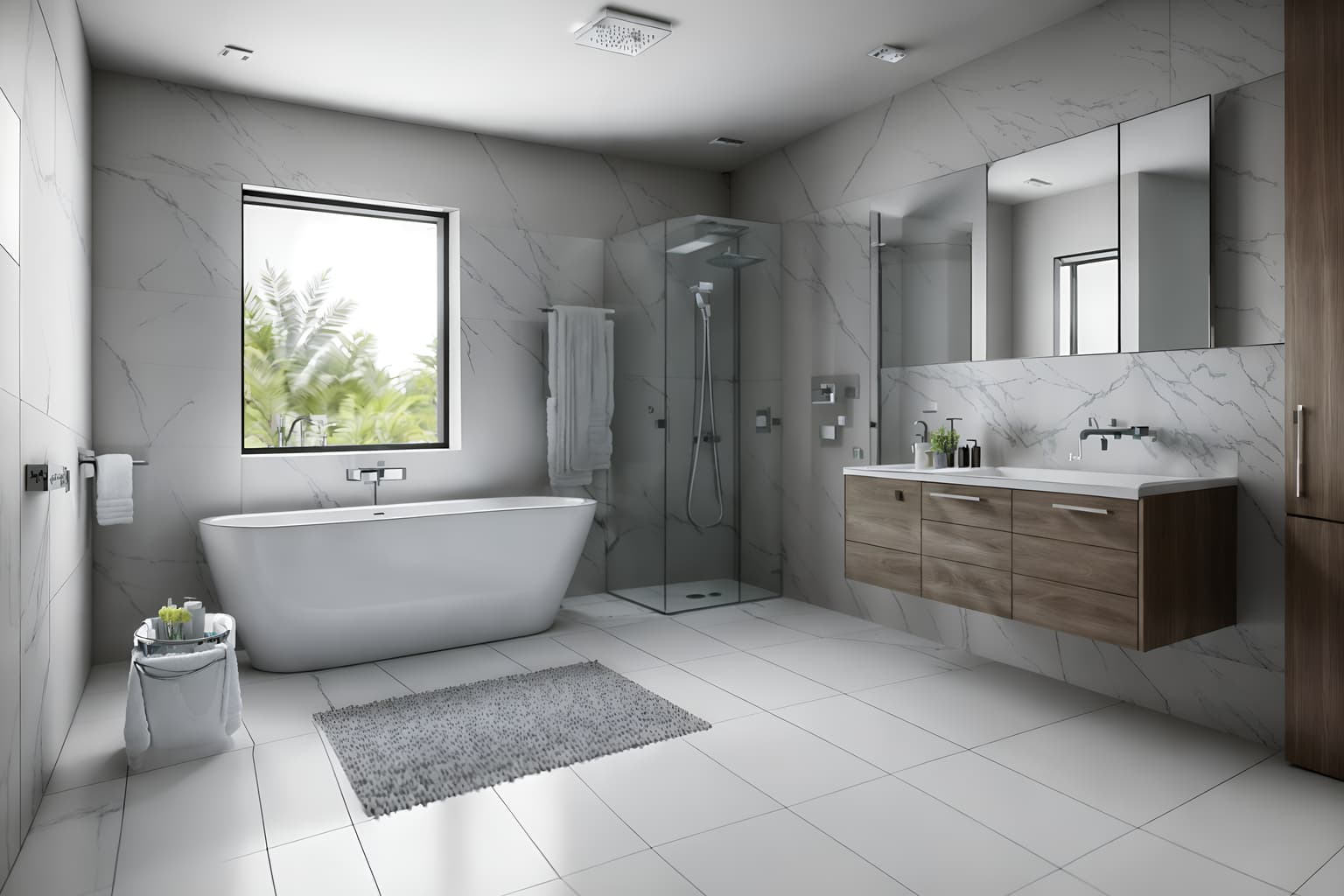 contemporary-style (bathroom interior) with bath rail and waste basket and bathroom sink with faucet and bathtub and toilet seat and bathroom cabinet and shower and bath towel. . with . . cinematic photo, highly detailed, cinematic lighting, ultra-detailed, ultrarealistic, photorealism, 8k. contemporary interior design style. masterpiece, cinematic light, ultrarealistic+, photorealistic+, 8k, raw photo, realistic, sharp focus on eyes, (symmetrical eyes), (intact eyes), hyperrealistic, highest quality, best quality, , highly detailed, masterpiece, best quality, extremely detailed 8k wallpaper, masterpiece, best quality, ultra-detailed, best shadow, detailed background, detailed face, detailed eyes, high contrast, best illumination, detailed face, dulux, caustic, dynamic angle, detailed glow. dramatic lighting. highly detailed, insanely detailed hair, symmetrical, intricate details, professionally retouched, 8k high definition. strong bokeh. award winning photo.