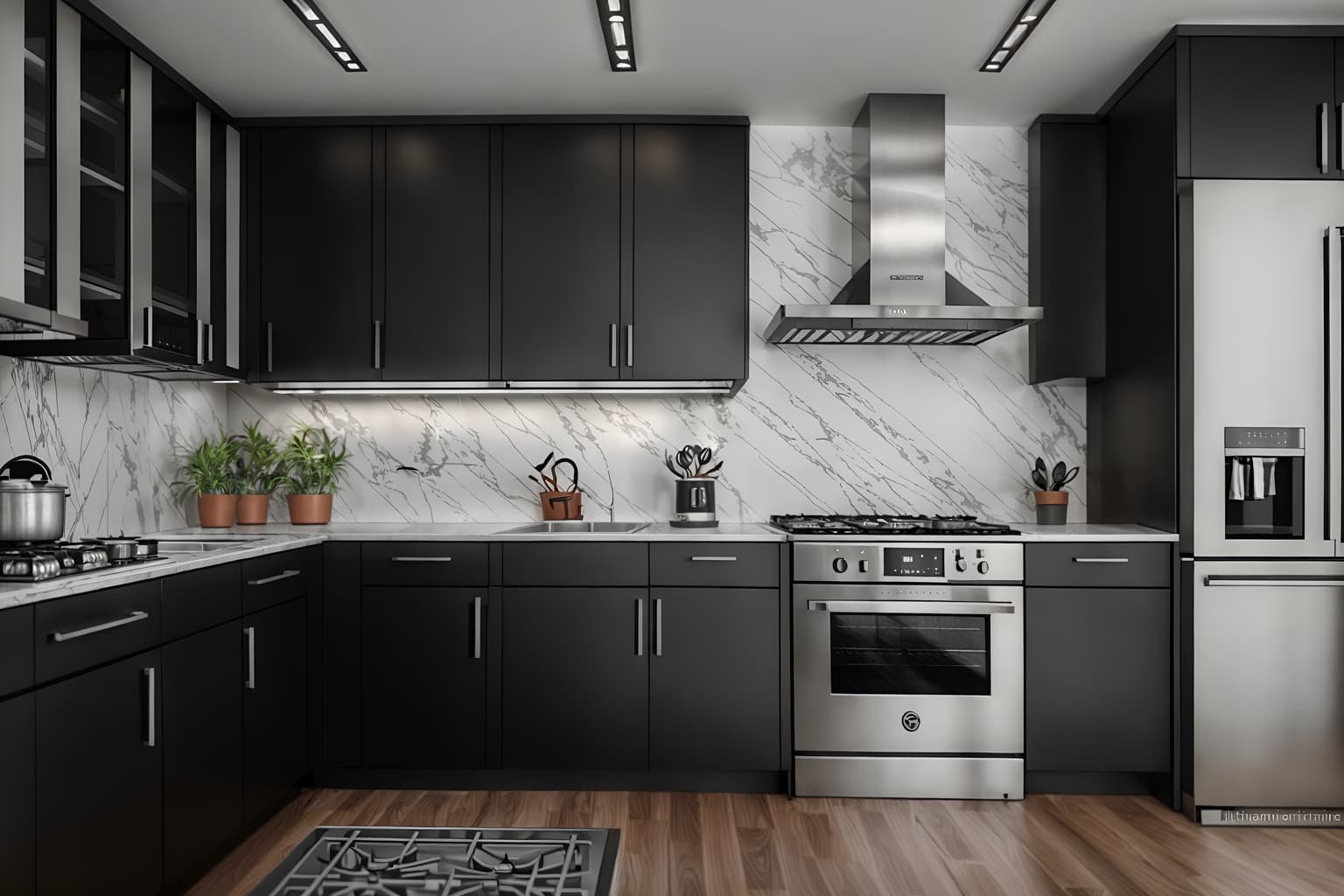 contemporary-style (kitchen interior) with stove and plant and sink and worktops and refrigerator and kitchen cabinets and stove. . with . . cinematic photo, highly detailed, cinematic lighting, ultra-detailed, ultrarealistic, photorealism, 8k. contemporary interior design style. masterpiece, cinematic light, ultrarealistic+, photorealistic+, 8k, raw photo, realistic, sharp focus on eyes, (symmetrical eyes), (intact eyes), hyperrealistic, highest quality, best quality, , highly detailed, masterpiece, best quality, extremely detailed 8k wallpaper, masterpiece, best quality, ultra-detailed, best shadow, detailed background, detailed face, detailed eyes, high contrast, best illumination, detailed face, dulux, caustic, dynamic angle, detailed glow. dramatic lighting. highly detailed, insanely detailed hair, symmetrical, intricate details, professionally retouched, 8k high definition. strong bokeh. award winning photo.