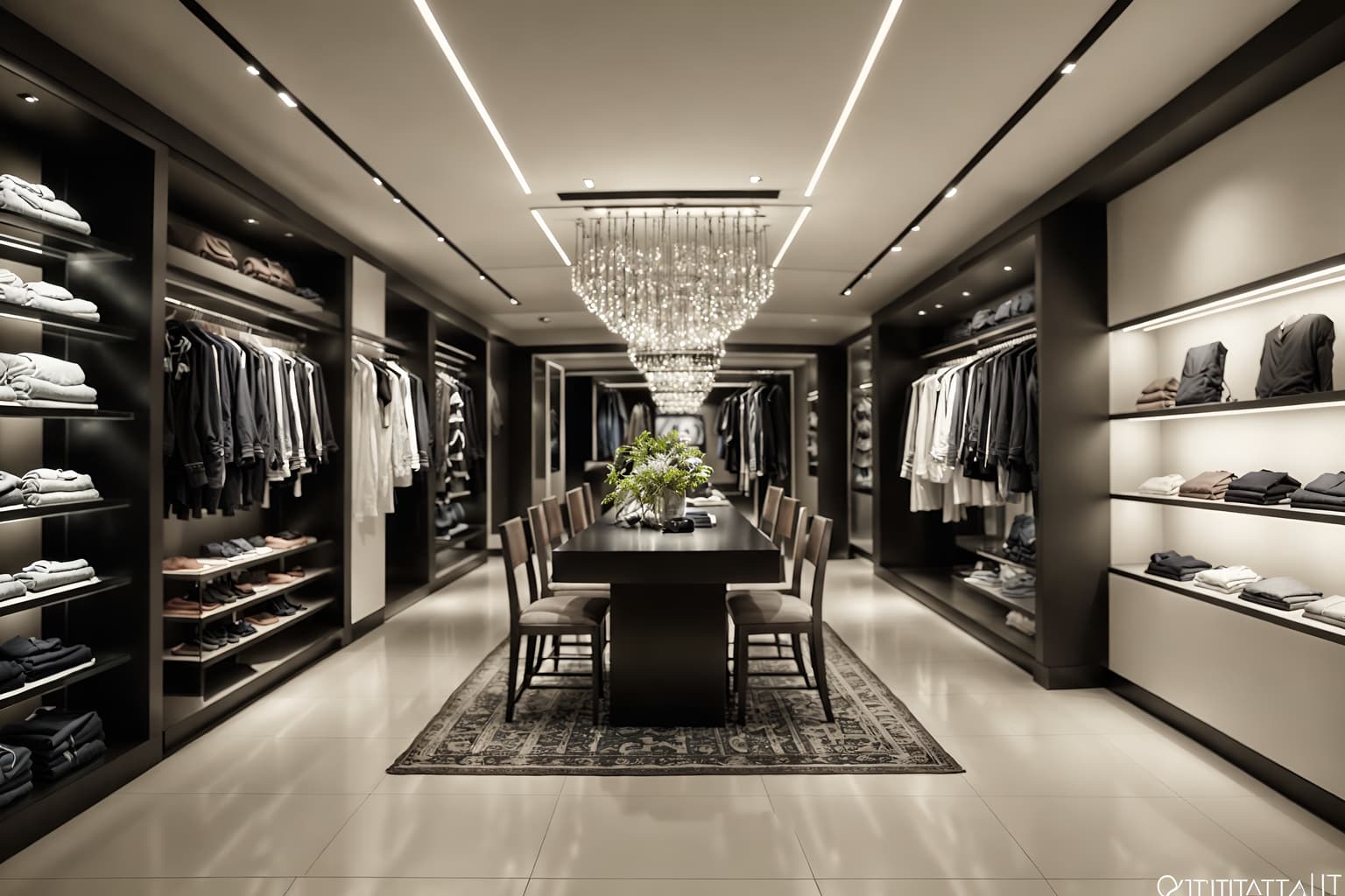 contemporary-style (clothing store interior) . with . . cinematic photo, highly detailed, cinematic lighting, ultra-detailed, ultrarealistic, photorealism, 8k. contemporary interior design style. masterpiece, cinematic light, ultrarealistic+, photorealistic+, 8k, raw photo, realistic, sharp focus on eyes, (symmetrical eyes), (intact eyes), hyperrealistic, highest quality, best quality, , highly detailed, masterpiece, best quality, extremely detailed 8k wallpaper, masterpiece, best quality, ultra-detailed, best shadow, detailed background, detailed face, detailed eyes, high contrast, best illumination, detailed face, dulux, caustic, dynamic angle, detailed glow. dramatic lighting. highly detailed, insanely detailed hair, symmetrical, intricate details, professionally retouched, 8k high definition. strong bokeh. award winning photo.