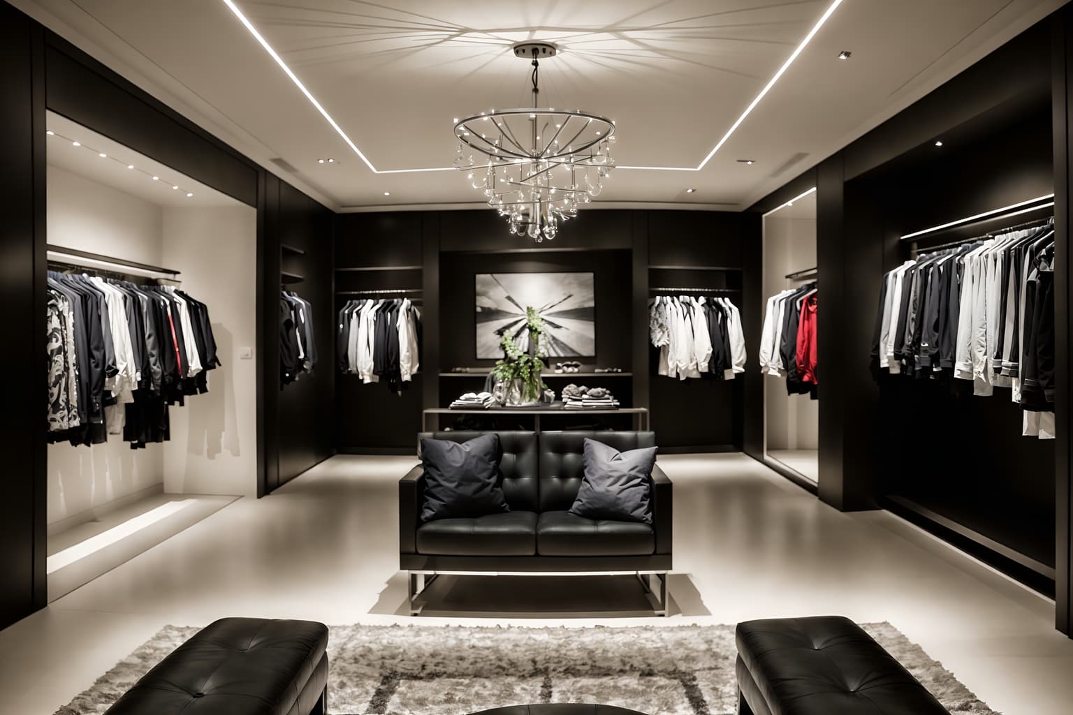 contemporary-style (clothing store interior) . with . . cinematic photo, highly detailed, cinematic lighting, ultra-detailed, ultrarealistic, photorealism, 8k. contemporary interior design style. masterpiece, cinematic light, ultrarealistic+, photorealistic+, 8k, raw photo, realistic, sharp focus on eyes, (symmetrical eyes), (intact eyes), hyperrealistic, highest quality, best quality, , highly detailed, masterpiece, best quality, extremely detailed 8k wallpaper, masterpiece, best quality, ultra-detailed, best shadow, detailed background, detailed face, detailed eyes, high contrast, best illumination, detailed face, dulux, caustic, dynamic angle, detailed glow. dramatic lighting. highly detailed, insanely detailed hair, symmetrical, intricate details, professionally retouched, 8k high definition. strong bokeh. award winning photo.