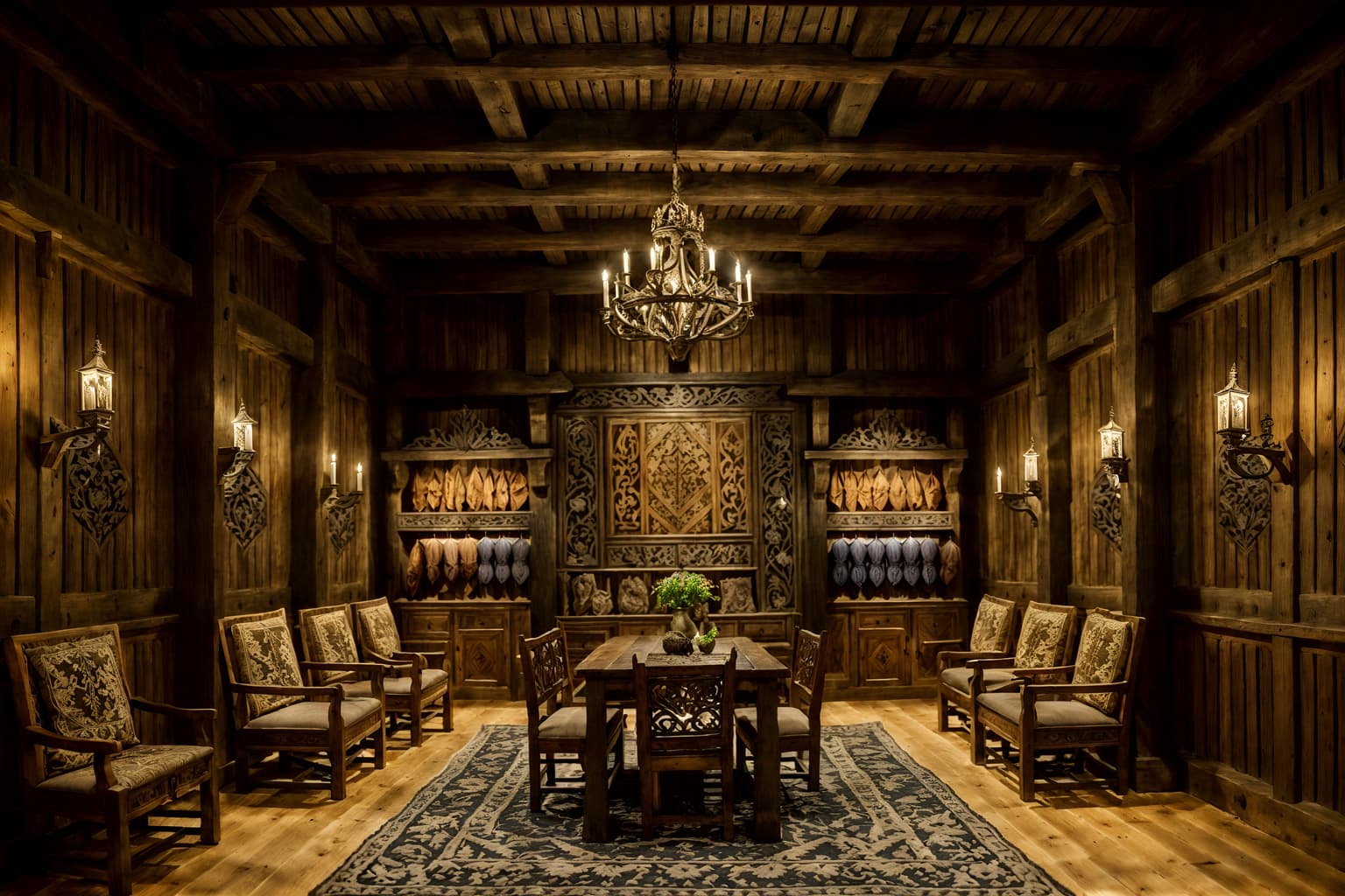 medieval-style (clothing store interior) . with timber walls and stone walls and carved wooden chairs and heavy furniture pieces and upholstery on chairs and sofas and intricate wooden inlay designs and carvings and castle interior and timber beams. . cinematic photo, highly detailed, cinematic lighting, ultra-detailed, ultrarealistic, photorealism, 8k. medieval interior design style. masterpiece, cinematic light, ultrarealistic+, photorealistic+, 8k, raw photo, realistic, sharp focus on eyes, (symmetrical eyes), (intact eyes), hyperrealistic, highest quality, best quality, , highly detailed, masterpiece, best quality, extremely detailed 8k wallpaper, masterpiece, best quality, ultra-detailed, best shadow, detailed background, detailed face, detailed eyes, high contrast, best illumination, detailed face, dulux, caustic, dynamic angle, detailed glow. dramatic lighting. highly detailed, insanely detailed hair, symmetrical, intricate details, professionally retouched, 8k high definition. strong bokeh. award winning photo.
