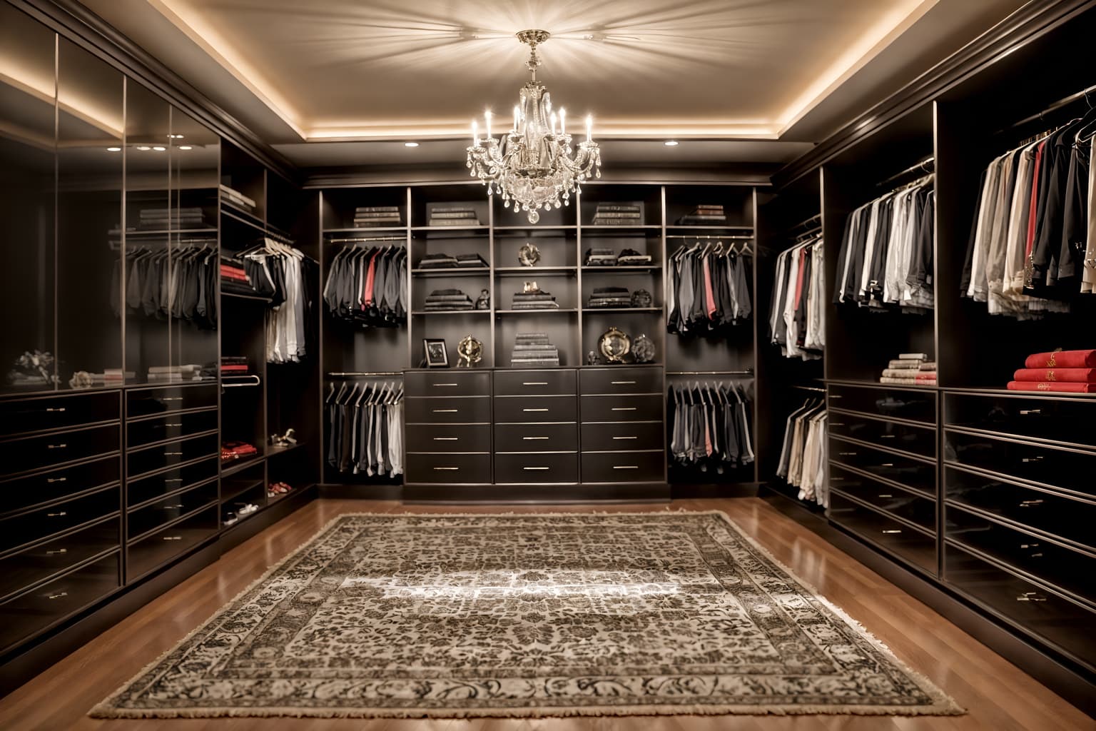 hollywood glam-style (walk in closet interior) . . cinematic photo, highly detailed, cinematic lighting, ultra-detailed, ultrarealistic, photorealism, 8k. hollywood glam interior design style. masterpiece, cinematic light, ultrarealistic+, photorealistic+, 8k, raw photo, realistic, sharp focus on eyes, (symmetrical eyes), (intact eyes), hyperrealistic, highest quality, best quality, , highly detailed, masterpiece, best quality, extremely detailed 8k wallpaper, masterpiece, best quality, ultra-detailed, best shadow, detailed background, detailed face, detailed eyes, high contrast, best illumination, detailed face, dulux, caustic, dynamic angle, detailed glow. dramatic lighting. highly detailed, insanely detailed hair, symmetrical, intricate details, professionally retouched, 8k high definition. strong bokeh. award winning photo.