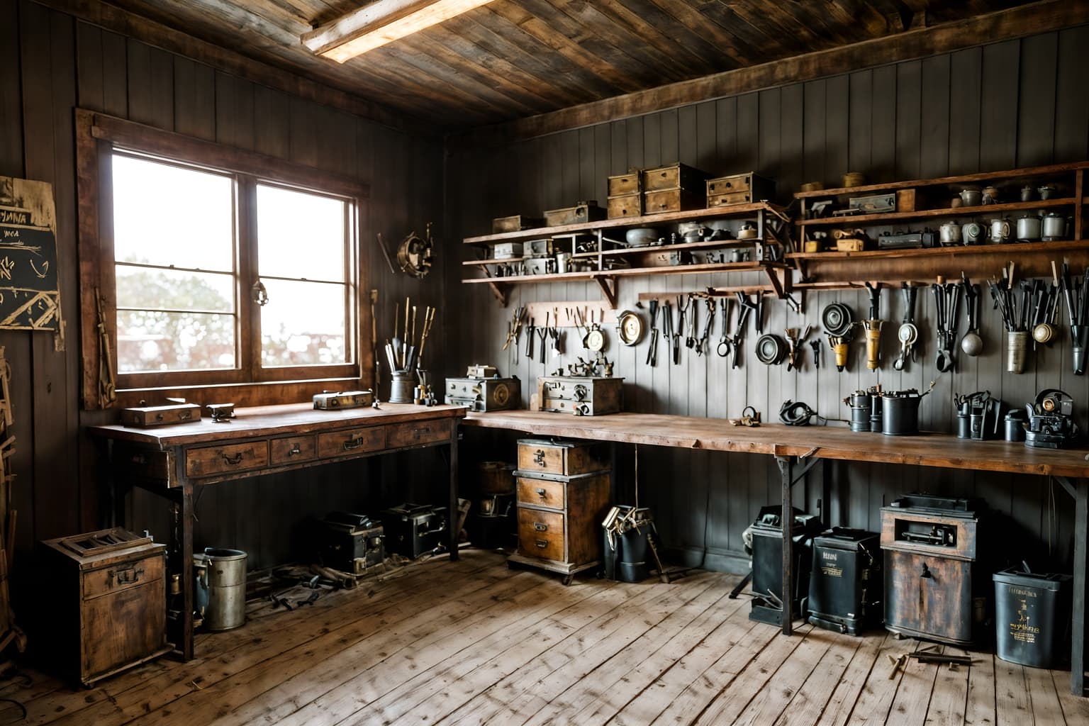 hollywood glam-style (workshop interior) with wooden workbench and messy and tool wall and wooden workbench. . . cinematic photo, highly detailed, cinematic lighting, ultra-detailed, ultrarealistic, photorealism, 8k. hollywood glam interior design style. masterpiece, cinematic light, ultrarealistic+, photorealistic+, 8k, raw photo, realistic, sharp focus on eyes, (symmetrical eyes), (intact eyes), hyperrealistic, highest quality, best quality, , highly detailed, masterpiece, best quality, extremely detailed 8k wallpaper, masterpiece, best quality, ultra-detailed, best shadow, detailed background, detailed face, detailed eyes, high contrast, best illumination, detailed face, dulux, caustic, dynamic angle, detailed glow. dramatic lighting. highly detailed, insanely detailed hair, symmetrical, intricate details, professionally retouched, 8k high definition. strong bokeh. award winning photo.