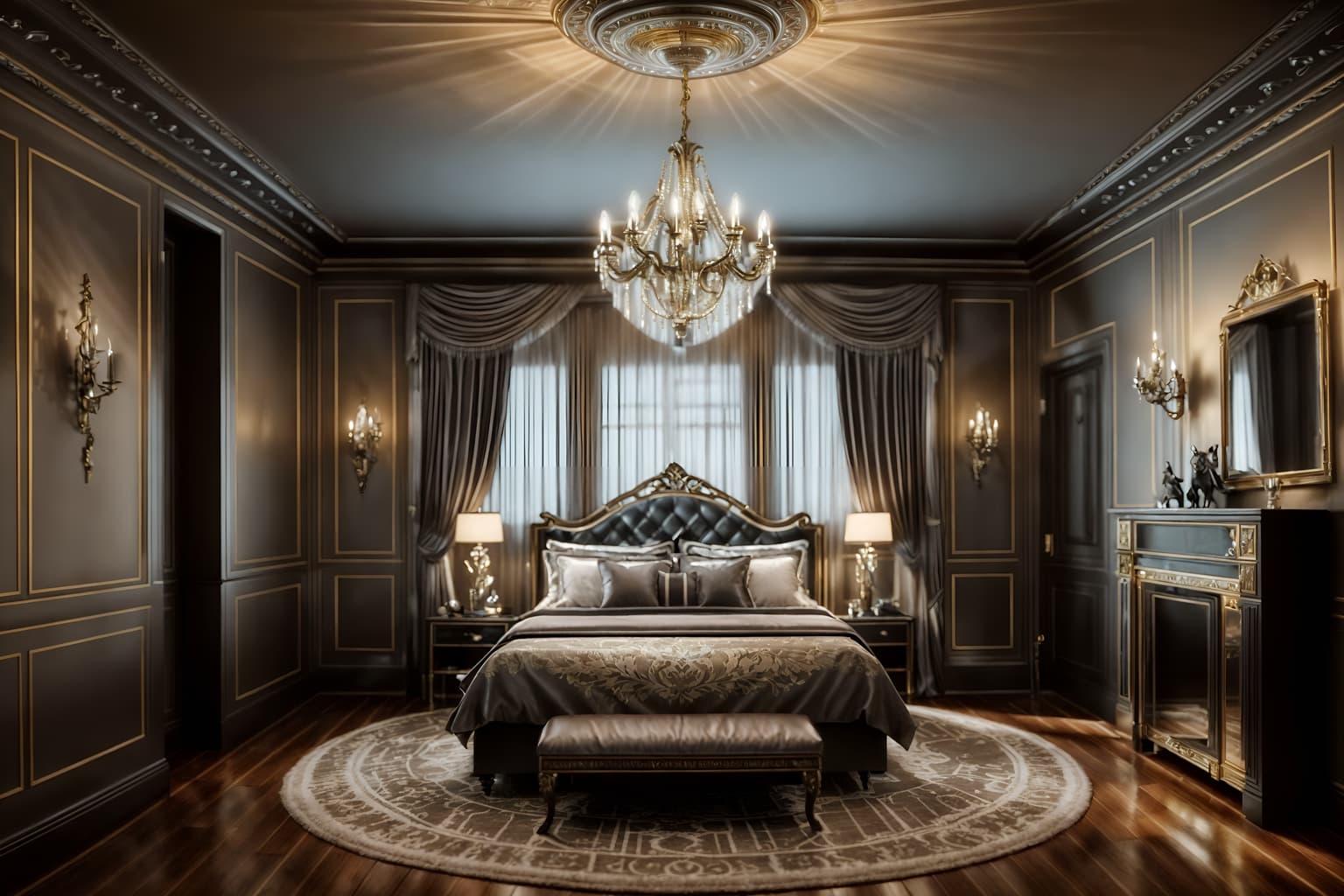 hollywood glam-style (attic interior) . . cinematic photo, highly detailed, cinematic lighting, ultra-detailed, ultrarealistic, photorealism, 8k. hollywood glam interior design style. masterpiece, cinematic light, ultrarealistic+, photorealistic+, 8k, raw photo, realistic, sharp focus on eyes, (symmetrical eyes), (intact eyes), hyperrealistic, highest quality, best quality, , highly detailed, masterpiece, best quality, extremely detailed 8k wallpaper, masterpiece, best quality, ultra-detailed, best shadow, detailed background, detailed face, detailed eyes, high contrast, best illumination, detailed face, dulux, caustic, dynamic angle, detailed glow. dramatic lighting. highly detailed, insanely detailed hair, symmetrical, intricate details, professionally retouched, 8k high definition. strong bokeh. award winning photo.