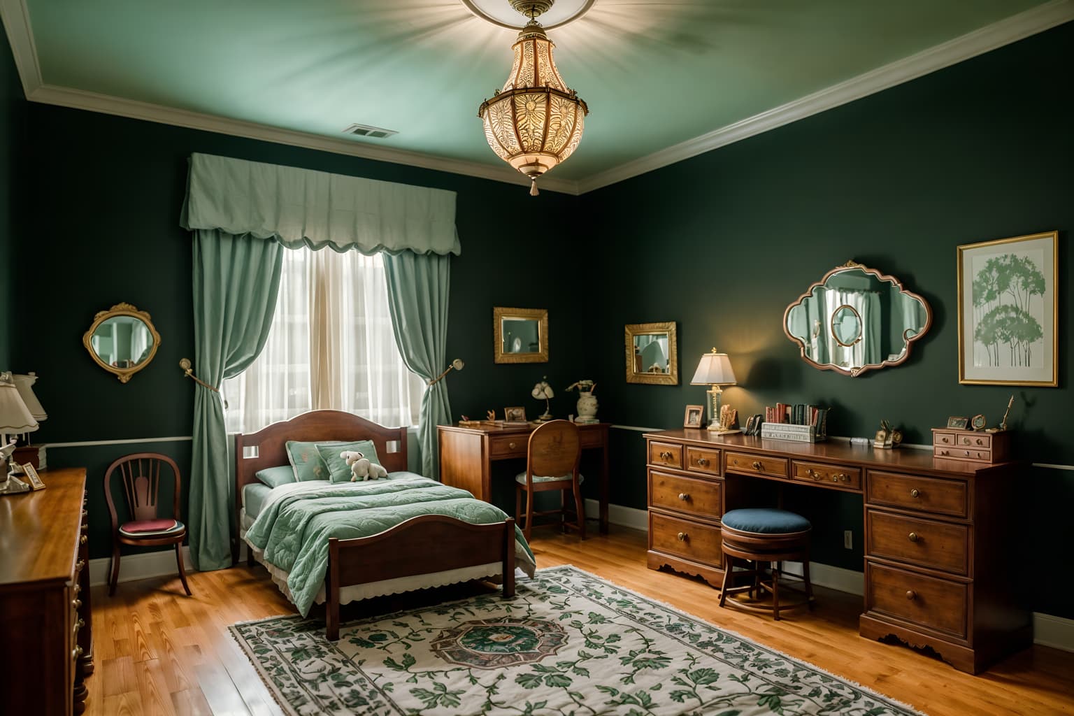 traditional-style (kids room interior) with night light and dresser closet and plant and bed and kids desk and headboard and accent chair and mirror. . . cinematic photo, highly detailed, cinematic lighting, ultra-detailed, ultrarealistic, photorealism, 8k. traditional interior design style. masterpiece, cinematic light, ultrarealistic+, photorealistic+, 8k, raw photo, realistic, sharp focus on eyes, (symmetrical eyes), (intact eyes), hyperrealistic, highest quality, best quality, , highly detailed, masterpiece, best quality, extremely detailed 8k wallpaper, masterpiece, best quality, ultra-detailed, best shadow, detailed background, detailed face, detailed eyes, high contrast, best illumination, detailed face, dulux, caustic, dynamic angle, detailed glow. dramatic lighting. highly detailed, insanely detailed hair, symmetrical, intricate details, professionally retouched, 8k high definition. strong bokeh. award winning photo.