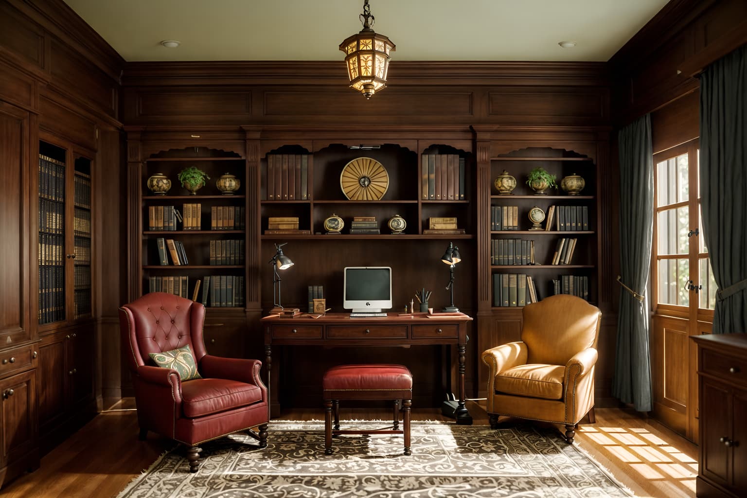 traditional-style (study room interior) with cabinets and plant and desk lamp and writing desk and lounge chair and office chair and bookshelves and cabinets. . . cinematic photo, highly detailed, cinematic lighting, ultra-detailed, ultrarealistic, photorealism, 8k. traditional interior design style. masterpiece, cinematic light, ultrarealistic+, photorealistic+, 8k, raw photo, realistic, sharp focus on eyes, (symmetrical eyes), (intact eyes), hyperrealistic, highest quality, best quality, , highly detailed, masterpiece, best quality, extremely detailed 8k wallpaper, masterpiece, best quality, ultra-detailed, best shadow, detailed background, detailed face, detailed eyes, high contrast, best illumination, detailed face, dulux, caustic, dynamic angle, detailed glow. dramatic lighting. highly detailed, insanely detailed hair, symmetrical, intricate details, professionally retouched, 8k high definition. strong bokeh. award winning photo.