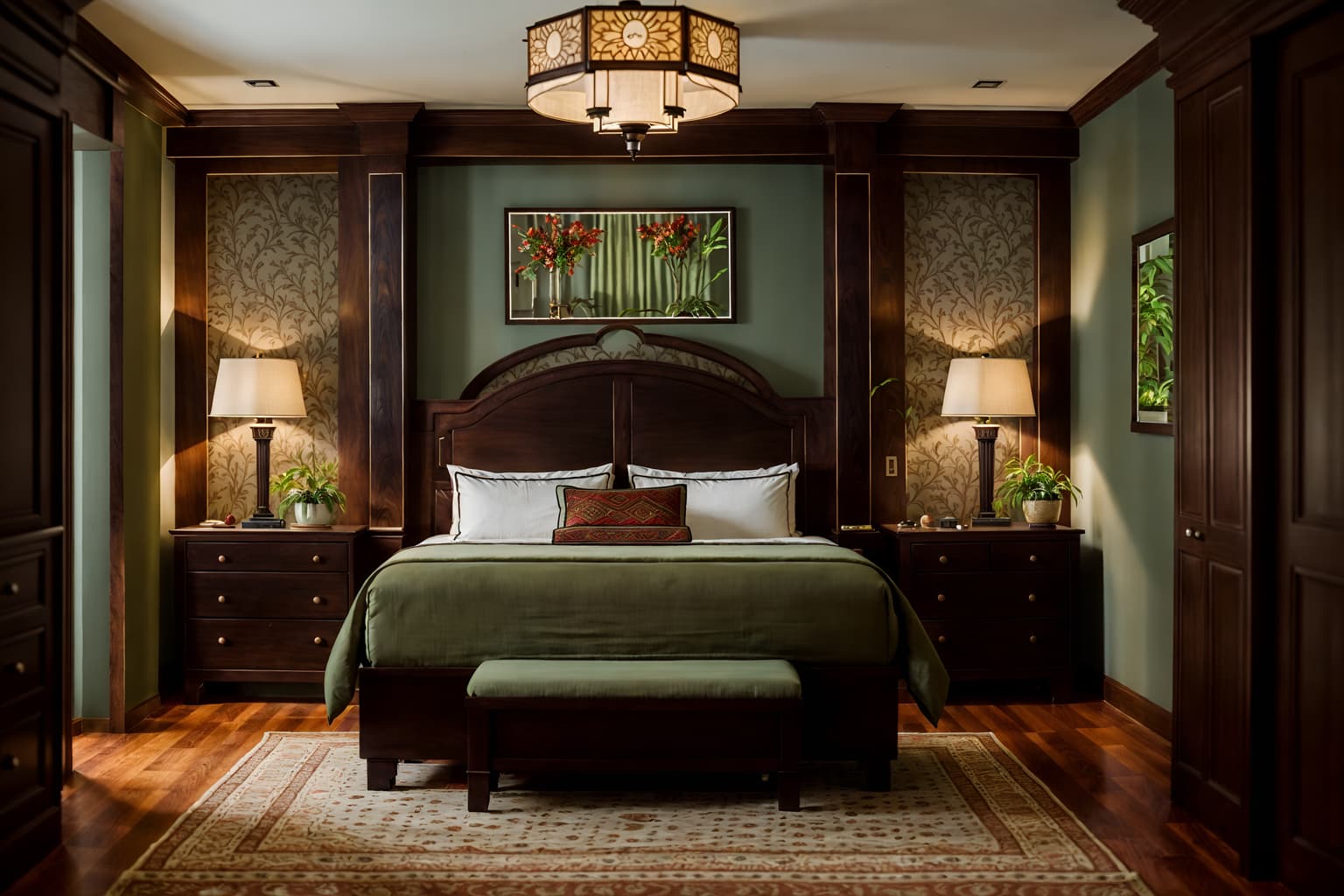 traditional-style (hotel room interior) with plant and storage bench or ottoman and dresser closet and bed and mirror and working desk with desk chair and hotel bathroom and bedside table or night stand. . . cinematic photo, highly detailed, cinematic lighting, ultra-detailed, ultrarealistic, photorealism, 8k. traditional interior design style. masterpiece, cinematic light, ultrarealistic+, photorealistic+, 8k, raw photo, realistic, sharp focus on eyes, (symmetrical eyes), (intact eyes), hyperrealistic, highest quality, best quality, , highly detailed, masterpiece, best quality, extremely detailed 8k wallpaper, masterpiece, best quality, ultra-detailed, best shadow, detailed background, detailed face, detailed eyes, high contrast, best illumination, detailed face, dulux, caustic, dynamic angle, detailed glow. dramatic lighting. highly detailed, insanely detailed hair, symmetrical, intricate details, professionally retouched, 8k high definition. strong bokeh. award winning photo.