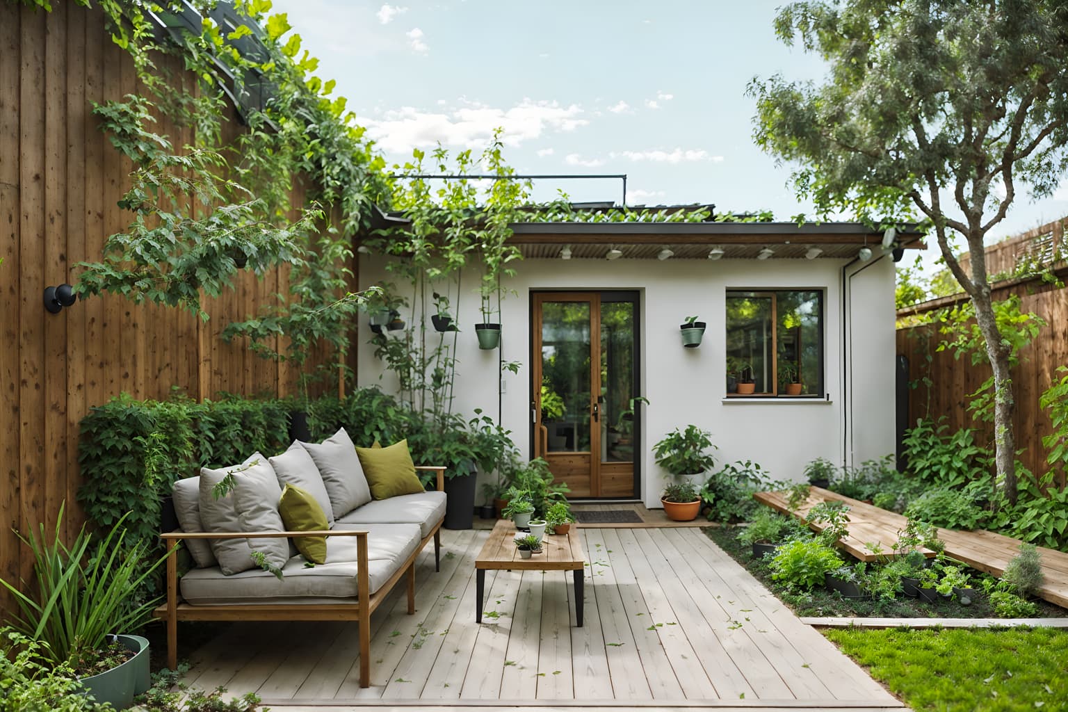 airbnb-style designed (outdoor garden ) with garden plants and garden tree and grass and garden plants. . with practicality and functionality and open and natural lighting and neutral walls and textures and natural materials and elements and scandinavian style and simple color palette and simple, clean lines and simplistic furniture and practicality and functionality. . cinematic photo, highly detailed, cinematic lighting, ultra-detailed, ultrarealistic, photorealism, 8k. airbnb design style. masterpiece, cinematic light, ultrarealistic+, photorealistic+, 8k, raw photo, realistic, sharp focus on eyes, (symmetrical eyes), (intact eyes), hyperrealistic, highest quality, best quality, , highly detailed, masterpiece, best quality, extremely detailed 8k wallpaper, masterpiece, best quality, ultra-detailed, best shadow, detailed background, detailed face, detailed eyes, high contrast, best illumination, detailed face, dulux, caustic, dynamic angle, detailed glow. dramatic lighting. highly detailed, insanely detailed hair, symmetrical, intricate details, professionally retouched, 8k high definition. strong bokeh. award winning photo.