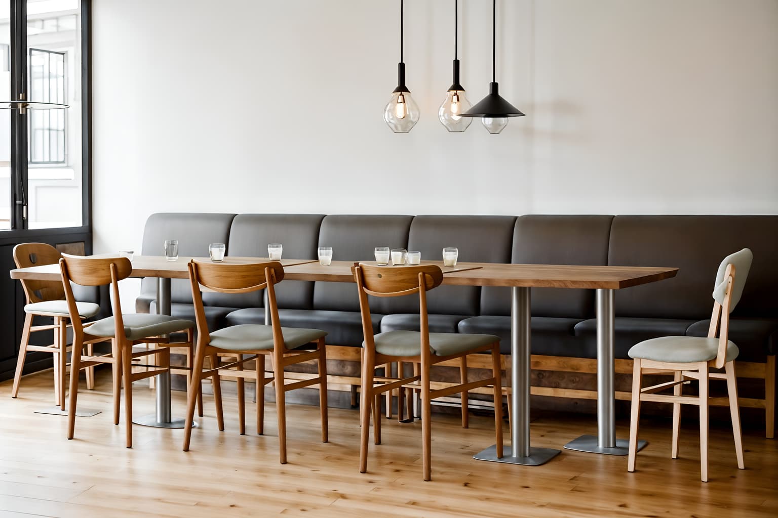 airbnb-style (restaurant interior) with restaurant bar and restaurant dining tables and restaurant chairs and restaurant decor and restaurant bar. . with simple, clean lines and simplistic furniture and simple color palette and practicality and functionality and open and natural lighting and scandinavian style and natural materials and elements and neutral walls and textures and simple, clean lines and simplistic furniture. . cinematic photo, highly detailed, cinematic lighting, ultra-detailed, ultrarealistic, photorealism, 8k. airbnb interior design style. masterpiece, cinematic light, ultrarealistic+, photorealistic+, 8k, raw photo, realistic, sharp focus on eyes, (symmetrical eyes), (intact eyes), hyperrealistic, highest quality, best quality, , highly detailed, masterpiece, best quality, extremely detailed 8k wallpaper, masterpiece, best quality, ultra-detailed, best shadow, detailed background, detailed face, detailed eyes, high contrast, best illumination, detailed face, dulux, caustic, dynamic angle, detailed glow. dramatic lighting. highly detailed, insanely detailed hair, symmetrical, intricate details, professionally retouched, 8k high definition. strong bokeh. award winning photo.