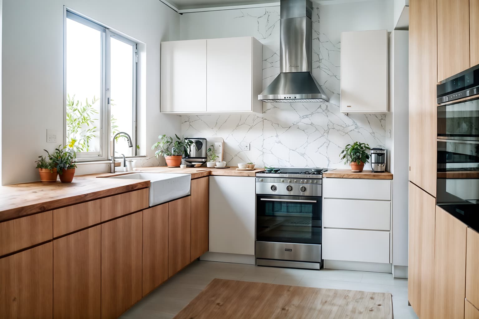 airbnb-style (kitchen interior) with refrigerator and kitchen cabinets and stove and plant and sink and worktops and refrigerator. . with neutral walls and textures and open and natural lighting and natural materials and elements and simple, clean lines and simplistic furniture and scandinavian style and simple color palette and practicality and functionality and neutral walls and textures. . cinematic photo, highly detailed, cinematic lighting, ultra-detailed, ultrarealistic, photorealism, 8k. airbnb interior design style. masterpiece, cinematic light, ultrarealistic+, photorealistic+, 8k, raw photo, realistic, sharp focus on eyes, (symmetrical eyes), (intact eyes), hyperrealistic, highest quality, best quality, , highly detailed, masterpiece, best quality, extremely detailed 8k wallpaper, masterpiece, best quality, ultra-detailed, best shadow, detailed background, detailed face, detailed eyes, high contrast, best illumination, detailed face, dulux, caustic, dynamic angle, detailed glow. dramatic lighting. highly detailed, insanely detailed hair, symmetrical, intricate details, professionally retouched, 8k high definition. strong bokeh. award winning photo.
