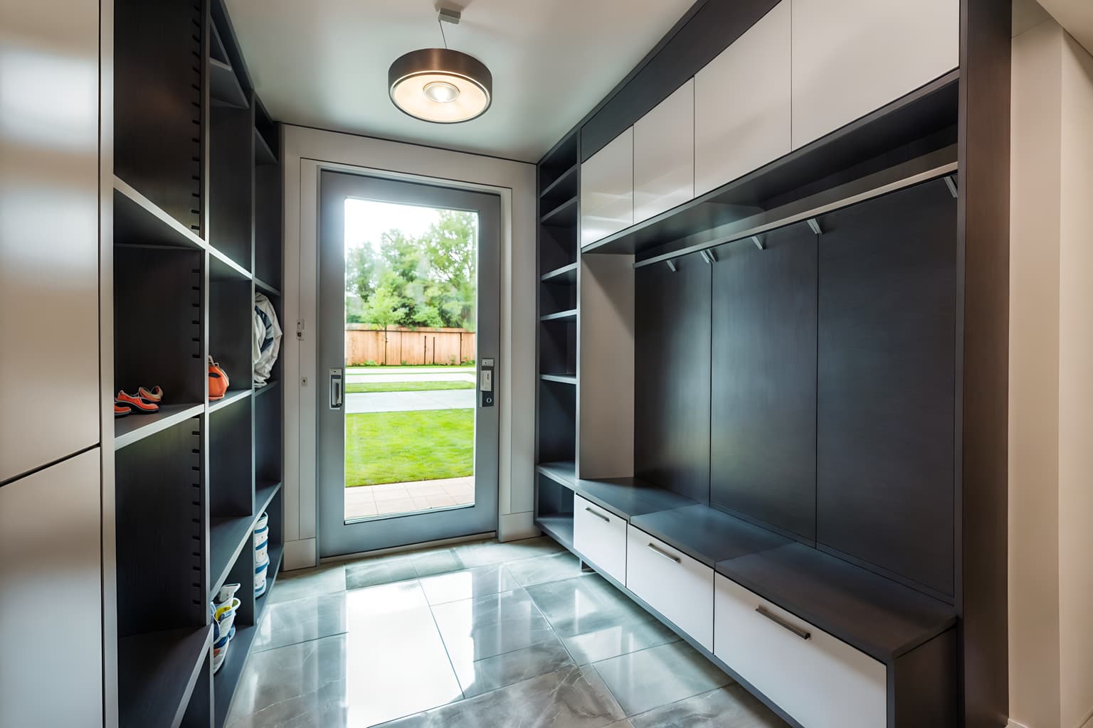 futuristic-style (mudroom interior) with wall hooks for coats and high up storage and a bench and shelves for shoes and storage baskets and storage drawers and cubbies and cabinets. . with spaceship interior and steel finishing and glass panes and futurism and futurism minimalist interior and floating surfaces and circular shapes and smooth marble. . cinematic photo, highly detailed, cinematic lighting, ultra-detailed, ultrarealistic, photorealism, 8k. futuristic interior design style. masterpiece, cinematic light, ultrarealistic+, photorealistic+, 8k, raw photo, realistic, sharp focus on eyes, (symmetrical eyes), (intact eyes), hyperrealistic, highest quality, best quality, , highly detailed, masterpiece, best quality, extremely detailed 8k wallpaper, masterpiece, best quality, ultra-detailed, best shadow, detailed background, detailed face, detailed eyes, high contrast, best illumination, detailed face, dulux, caustic, dynamic angle, detailed glow. dramatic lighting. highly detailed, insanely detailed hair, symmetrical, intricate details, professionally retouched, 8k high definition. strong bokeh. award winning photo.