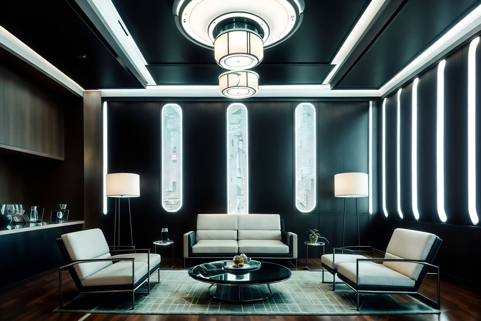 futuristic-style (hotel lobby interior) with check in desk and hanging lamps and furniture and lounge chairs and rug and coffee tables and sofas and plant. . with futuristic interior and monochromatic palette and neutral background and bright accents and futurism and glass panes and circular shapes and strong geometric walls and floating surfaces. . cinematic photo, highly detailed, cinematic lighting, ultra-detailed, ultrarealistic, photorealism, 8k. futuristic interior design style. masterpiece, cinematic light, ultrarealistic+, photorealistic+, 8k, raw photo, realistic, sharp focus on eyes, (symmetrical eyes), (intact eyes), hyperrealistic, highest quality, best quality, , highly detailed, masterpiece, best quality, extremely detailed 8k wallpaper, masterpiece, best quality, ultra-detailed, best shadow, detailed background, detailed face, detailed eyes, high contrast, best illumination, detailed face, dulux, caustic, dynamic angle, detailed glow. dramatic lighting. highly detailed, insanely detailed hair, symmetrical, intricate details, professionally retouched, 8k high definition. strong bokeh. award winning photo.