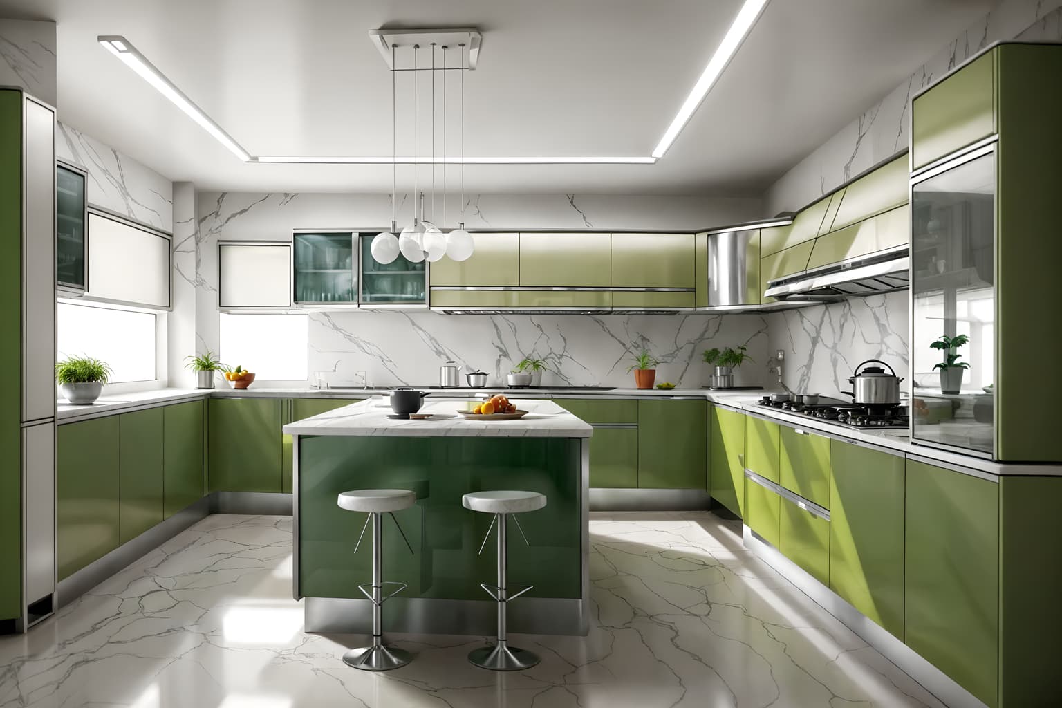 retro futuristic-style (kitchen interior) with plant and kitchen cabinets and worktops and refrigerator and stove and sink and plant. . with futuristic interior and neutral background and bright accents and light colors and smooth polished marble and circular shapes and futurism minimalist interior and glass panes and minimalist clean lines. . cinematic photo, highly detailed, cinematic lighting, ultra-detailed, ultrarealistic, photorealism, 8k. retro futuristic interior design style. masterpiece, cinematic light, ultrarealistic+, photorealistic+, 8k, raw photo, realistic, sharp focus on eyes, (symmetrical eyes), (intact eyes), hyperrealistic, highest quality, best quality, , highly detailed, masterpiece, best quality, extremely detailed 8k wallpaper, masterpiece, best quality, ultra-detailed, best shadow, detailed background, detailed face, detailed eyes, high contrast, best illumination, detailed face, dulux, caustic, dynamic angle, detailed glow. dramatic lighting. highly detailed, insanely detailed hair, symmetrical, intricate details, professionally retouched, 8k high definition. strong bokeh. award winning photo.