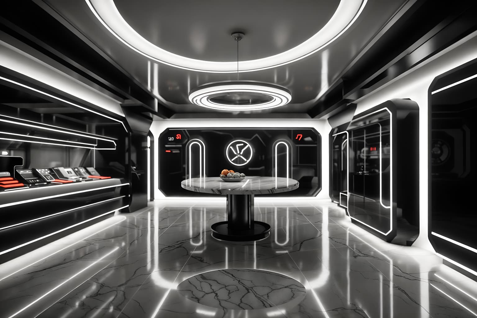 retro futuristic-style (clothing store interior) . with smooth marble and monochromatic palette and floating surfaces and circular shapes and steel finishing and minimalist clean lines and futuristic interior and light colors. . cinematic photo, highly detailed, cinematic lighting, ultra-detailed, ultrarealistic, photorealism, 8k. retro futuristic interior design style. masterpiece, cinematic light, ultrarealistic+, photorealistic+, 8k, raw photo, realistic, sharp focus on eyes, (symmetrical eyes), (intact eyes), hyperrealistic, highest quality, best quality, , highly detailed, masterpiece, best quality, extremely detailed 8k wallpaper, masterpiece, best quality, ultra-detailed, best shadow, detailed background, detailed face, detailed eyes, high contrast, best illumination, detailed face, dulux, caustic, dynamic angle, detailed glow. dramatic lighting. highly detailed, insanely detailed hair, symmetrical, intricate details, professionally retouched, 8k high definition. strong bokeh. award winning photo.