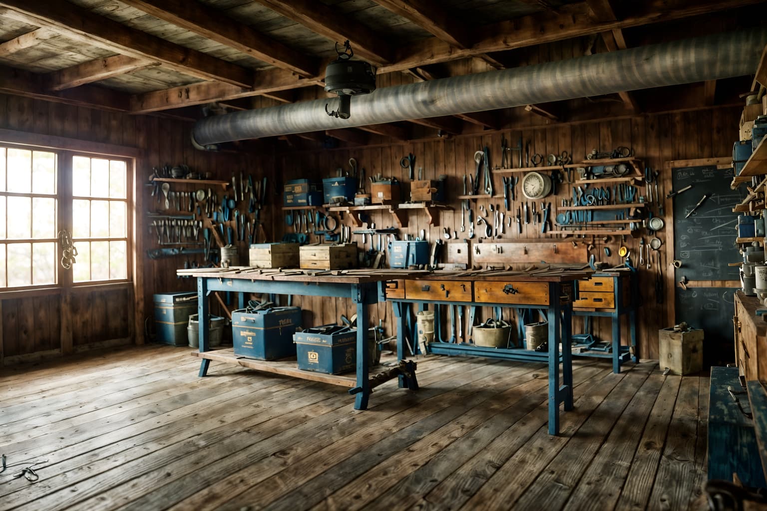 nautical-style (workshop interior) with wooden workbench and messy and tool wall and wooden workbench. . . cinematic photo, highly detailed, cinematic lighting, ultra-detailed, ultrarealistic, photorealism, 8k. nautical interior design style. masterpiece, cinematic light, ultrarealistic+, photorealistic+, 8k, raw photo, realistic, sharp focus on eyes, (symmetrical eyes), (intact eyes), hyperrealistic, highest quality, best quality, , highly detailed, masterpiece, best quality, extremely detailed 8k wallpaper, masterpiece, best quality, ultra-detailed, best shadow, detailed background, detailed face, detailed eyes, high contrast, best illumination, detailed face, dulux, caustic, dynamic angle, detailed glow. dramatic lighting. highly detailed, insanely detailed hair, symmetrical, intricate details, professionally retouched, 8k high definition. strong bokeh. award winning photo.