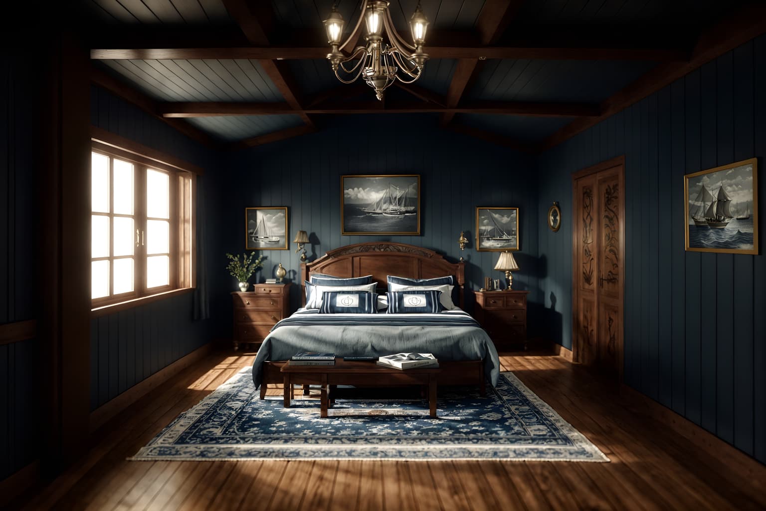 nautical-style (attic interior) . . cinematic photo, highly detailed, cinematic lighting, ultra-detailed, ultrarealistic, photorealism, 8k. nautical interior design style. masterpiece, cinematic light, ultrarealistic+, photorealistic+, 8k, raw photo, realistic, sharp focus on eyes, (symmetrical eyes), (intact eyes), hyperrealistic, highest quality, best quality, , highly detailed, masterpiece, best quality, extremely detailed 8k wallpaper, masterpiece, best quality, ultra-detailed, best shadow, detailed background, detailed face, detailed eyes, high contrast, best illumination, detailed face, dulux, caustic, dynamic angle, detailed glow. dramatic lighting. highly detailed, insanely detailed hair, symmetrical, intricate details, professionally retouched, 8k high definition. strong bokeh. award winning photo.