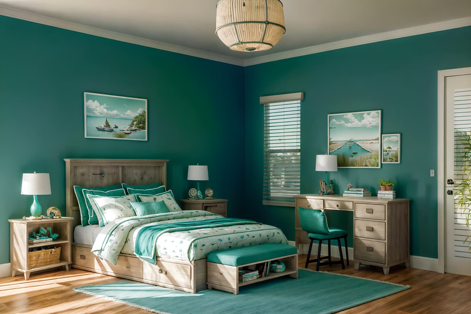 coastal-style (kids room interior) with storage bench or ottoman and bedside table or night stand and accent chair and plant and dresser closet and night light and mirror and kids desk. . with . . cinematic photo, highly detailed, cinematic lighting, ultra-detailed, ultrarealistic, photorealism, 8k. coastal interior design style. masterpiece, cinematic light, ultrarealistic+, photorealistic+, 8k, raw photo, realistic, sharp focus on eyes, (symmetrical eyes), (intact eyes), hyperrealistic, highest quality, best quality, , highly detailed, masterpiece, best quality, extremely detailed 8k wallpaper, masterpiece, best quality, ultra-detailed, best shadow, detailed background, detailed face, detailed eyes, high contrast, best illumination, detailed face, dulux, caustic, dynamic angle, detailed glow. dramatic lighting. highly detailed, insanely detailed hair, symmetrical, intricate details, professionally retouched, 8k high definition. strong bokeh. award winning photo.