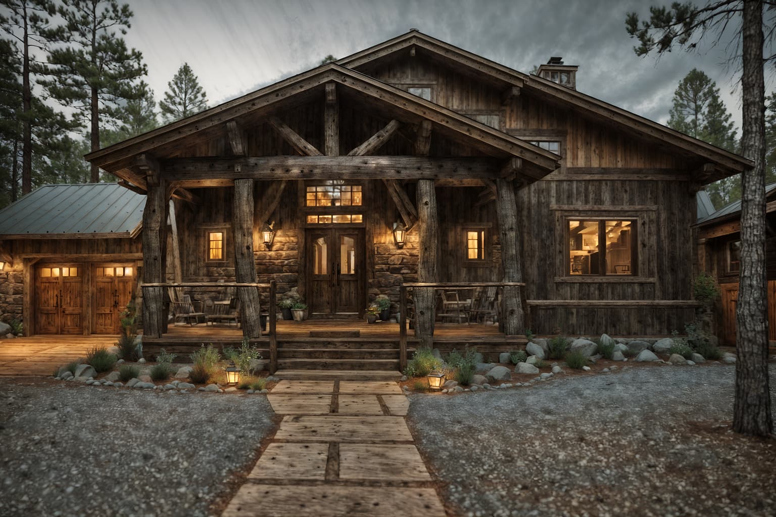 rustic-style exterior designed (house exterior exterior) . with . . cinematic photo, highly detailed, cinematic lighting, ultra-detailed, ultrarealistic, photorealism, 8k. rustic exterior design style. masterpiece, cinematic light, ultrarealistic+, photorealistic+, 8k, raw photo, realistic, sharp focus on eyes, (symmetrical eyes), (intact eyes), hyperrealistic, highest quality, best quality, , highly detailed, masterpiece, best quality, extremely detailed 8k wallpaper, masterpiece, best quality, ultra-detailed, best shadow, detailed background, detailed face, detailed eyes, high contrast, best illumination, detailed face, dulux, caustic, dynamic angle, detailed glow. dramatic lighting. highly detailed, insanely detailed hair, symmetrical, intricate details, professionally retouched, 8k high definition. strong bokeh. award winning photo.