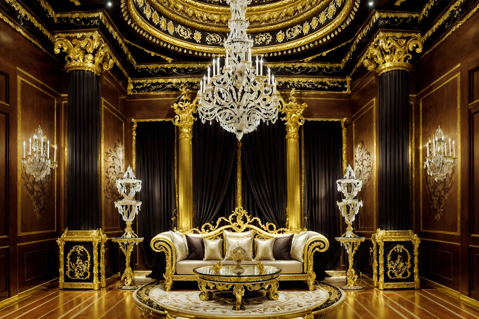 baroque-style (exhibition space interior) . with crystal and glass accents and pedestal feet and intricate carvings and ornaments and emotional exuberance and twisted columns and grandeur and heavy moldings and opulent and colossal furniture. . cinematic photo, highly detailed, cinematic lighting, ultra-detailed, ultrarealistic, photorealism, 8k. baroque interior design style. masterpiece, cinematic light, ultrarealistic+, photorealistic+, 8k, raw photo, realistic, sharp focus on eyes, (symmetrical eyes), (intact eyes), hyperrealistic, highest quality, best quality, , highly detailed, masterpiece, best quality, extremely detailed 8k wallpaper, masterpiece, best quality, ultra-detailed, best shadow, detailed background, detailed face, detailed eyes, high contrast, best illumination, detailed face, dulux, caustic, dynamic angle, detailed glow. dramatic lighting. highly detailed, insanely detailed hair, symmetrical, intricate details, professionally retouched, 8k high definition. strong bokeh. award winning photo.