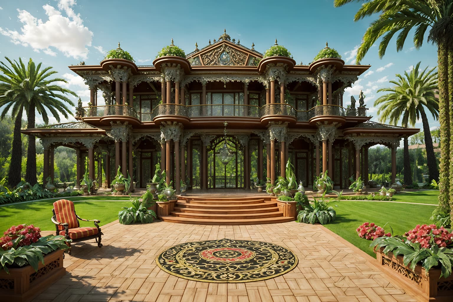 baroque-style designed (outdoor patio ) with deck with deck chairs and barbeque or grill and plant and grass and patio couch with pillows and deck with deck chairs. . with grandeur and expensive and plush flooring and intricate carvings and ornaments and opulent and colossal furniture and crystal and glass accents and tension and twisted columns and movement. . cinematic photo, highly detailed, cinematic lighting, ultra-detailed, ultrarealistic, photorealism, 8k. baroque design style. masterpiece, cinematic light, ultrarealistic+, photorealistic+, 8k, raw photo, realistic, sharp focus on eyes, (symmetrical eyes), (intact eyes), hyperrealistic, highest quality, best quality, , highly detailed, masterpiece, best quality, extremely detailed 8k wallpaper, masterpiece, best quality, ultra-detailed, best shadow, detailed background, detailed face, detailed eyes, high contrast, best illumination, detailed face, dulux, caustic, dynamic angle, detailed glow. dramatic lighting. highly detailed, insanely detailed hair, symmetrical, intricate details, professionally retouched, 8k high definition. strong bokeh. award winning photo.