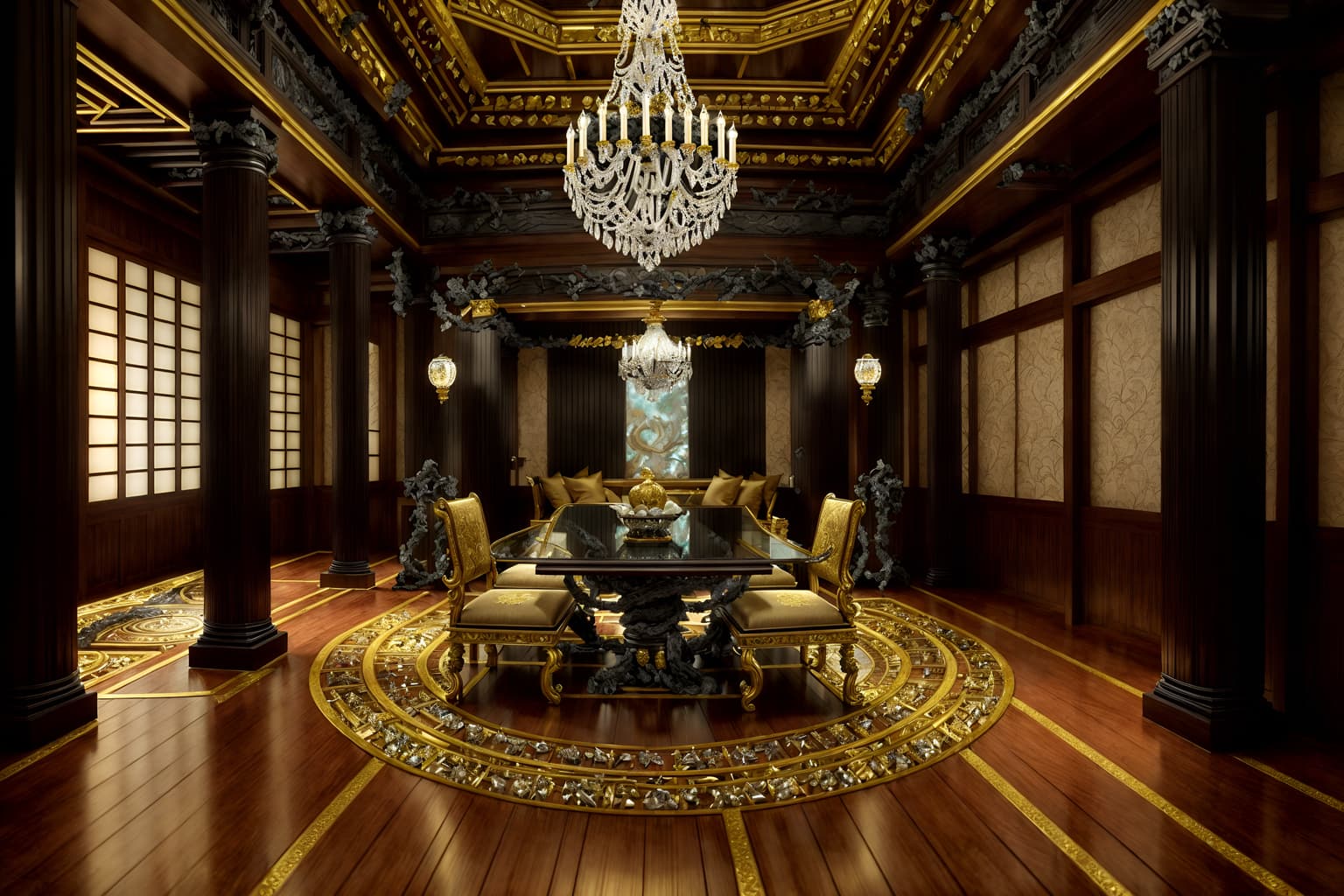 baroque-style (onsen interior) . with tension and twisted columns and pedestal feet and crystal and glass accents and sensuous richness and drama and opulent and colossal furniture and emotional exuberance. . cinematic photo, highly detailed, cinematic lighting, ultra-detailed, ultrarealistic, photorealism, 8k. baroque interior design style. masterpiece, cinematic light, ultrarealistic+, photorealistic+, 8k, raw photo, realistic, sharp focus on eyes, (symmetrical eyes), (intact eyes), hyperrealistic, highest quality, best quality, , highly detailed, masterpiece, best quality, extremely detailed 8k wallpaper, masterpiece, best quality, ultra-detailed, best shadow, detailed background, detailed face, detailed eyes, high contrast, best illumination, detailed face, dulux, caustic, dynamic angle, detailed glow. dramatic lighting. highly detailed, insanely detailed hair, symmetrical, intricate details, professionally retouched, 8k high definition. strong bokeh. award winning photo.