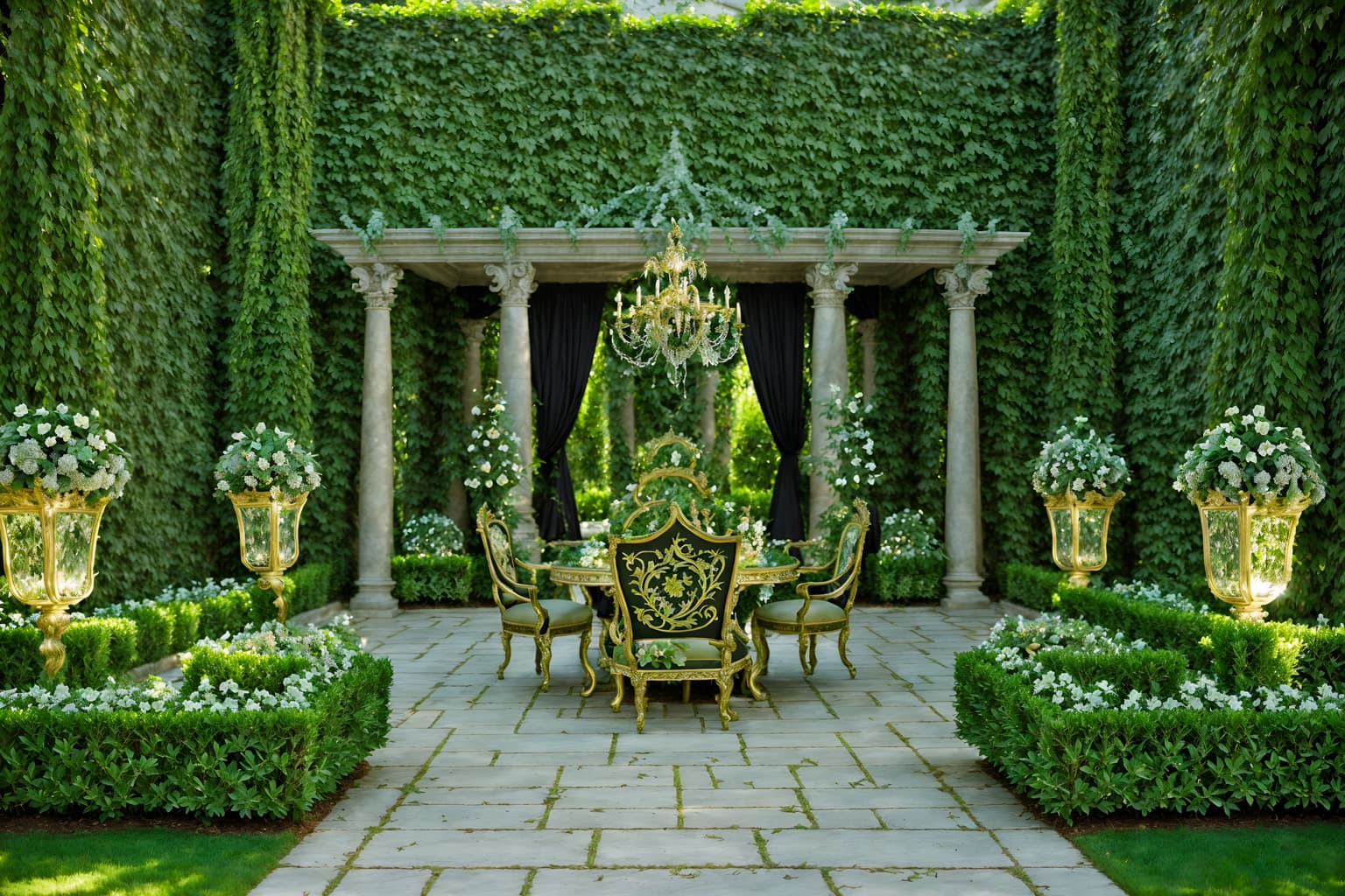 baroque-style designed (outdoor garden ) with garden plants and grass and garden tree and garden plants. . with sensuous richness and tension and drama and heavy moldings and opulent and colossal furniture and crystal and glass accents and pedestal feet and luxurious floral and damask fabrics. . cinematic photo, highly detailed, cinematic lighting, ultra-detailed, ultrarealistic, photorealism, 8k. baroque design style. masterpiece, cinematic light, ultrarealistic+, photorealistic+, 8k, raw photo, realistic, sharp focus on eyes, (symmetrical eyes), (intact eyes), hyperrealistic, highest quality, best quality, , highly detailed, masterpiece, best quality, extremely detailed 8k wallpaper, masterpiece, best quality, ultra-detailed, best shadow, detailed background, detailed face, detailed eyes, high contrast, best illumination, detailed face, dulux, caustic, dynamic angle, detailed glow. dramatic lighting. highly detailed, insanely detailed hair, symmetrical, intricate details, professionally retouched, 8k high definition. strong bokeh. award winning photo.