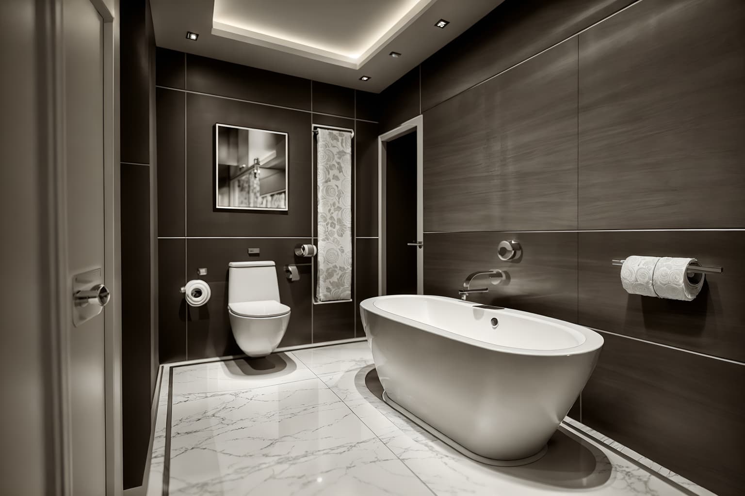 luxury-style (toilet interior) with toilet paper hanger and sink with tap and toilet with toilet seat up and toilet paper hanger. . . cinematic photo, highly detailed, cinematic lighting, ultra-detailed, ultrarealistic, photorealism, 8k. luxury interior design style. masterpiece, cinematic light, ultrarealistic+, photorealistic+, 8k, raw photo, realistic, sharp focus on eyes, (symmetrical eyes), (intact eyes), hyperrealistic, highest quality, best quality, , highly detailed, masterpiece, best quality, extremely detailed 8k wallpaper, masterpiece, best quality, ultra-detailed, best shadow, detailed background, detailed face, detailed eyes, high contrast, best illumination, detailed face, dulux, caustic, dynamic angle, detailed glow. dramatic lighting. highly detailed, insanely detailed hair, symmetrical, intricate details, professionally retouched, 8k high definition. strong bokeh. award winning photo.