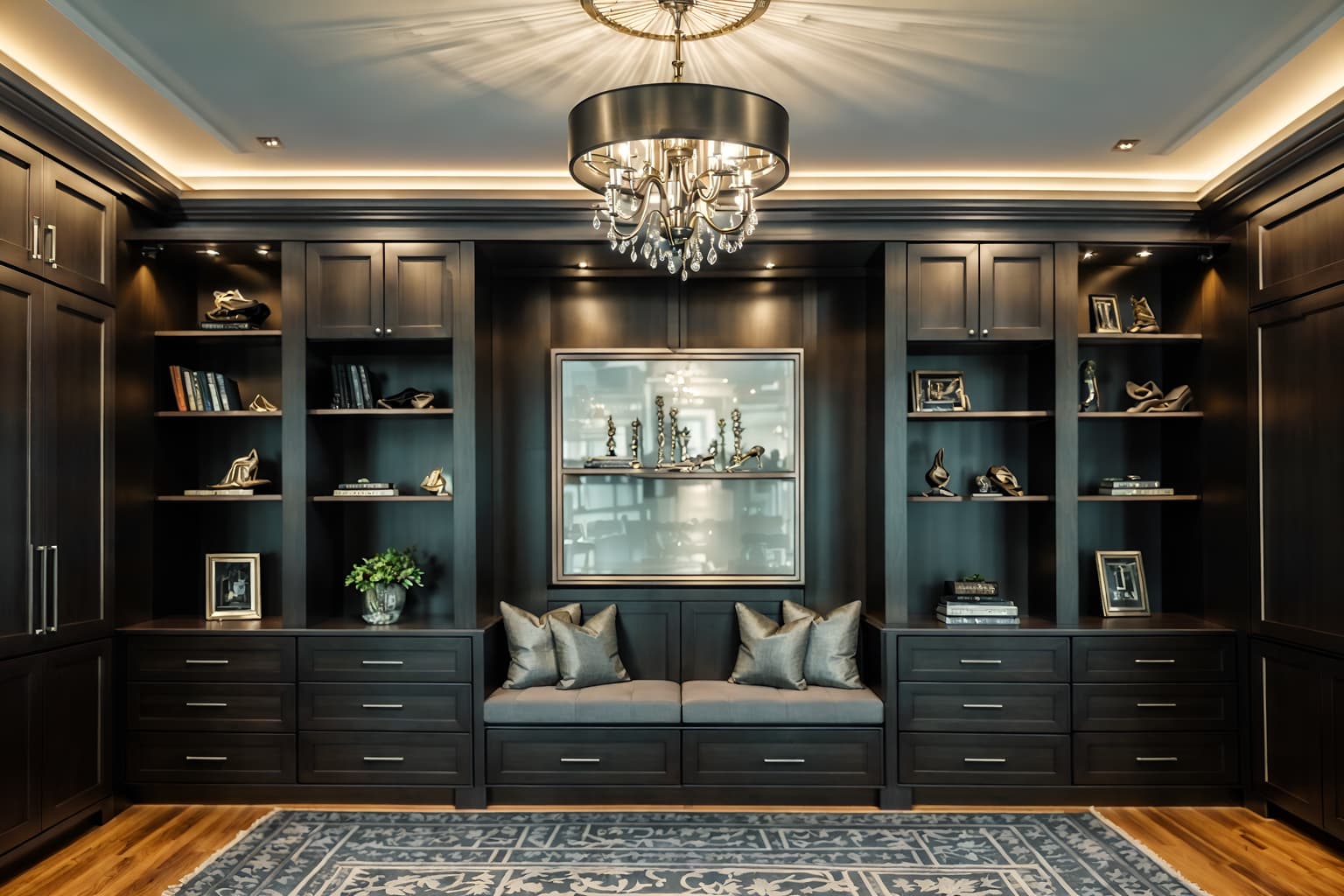 luxury-style (drop zone interior) with shelves for shoes and cubbies and a bench and high up storage and cabinets and storage drawers and storage baskets and wall hooks for coats. . . cinematic photo, highly detailed, cinematic lighting, ultra-detailed, ultrarealistic, photorealism, 8k. luxury interior design style. masterpiece, cinematic light, ultrarealistic+, photorealistic+, 8k, raw photo, realistic, sharp focus on eyes, (symmetrical eyes), (intact eyes), hyperrealistic, highest quality, best quality, , highly detailed, masterpiece, best quality, extremely detailed 8k wallpaper, masterpiece, best quality, ultra-detailed, best shadow, detailed background, detailed face, detailed eyes, high contrast, best illumination, detailed face, dulux, caustic, dynamic angle, detailed glow. dramatic lighting. highly detailed, insanely detailed hair, symmetrical, intricate details, professionally retouched, 8k high definition. strong bokeh. award winning photo.