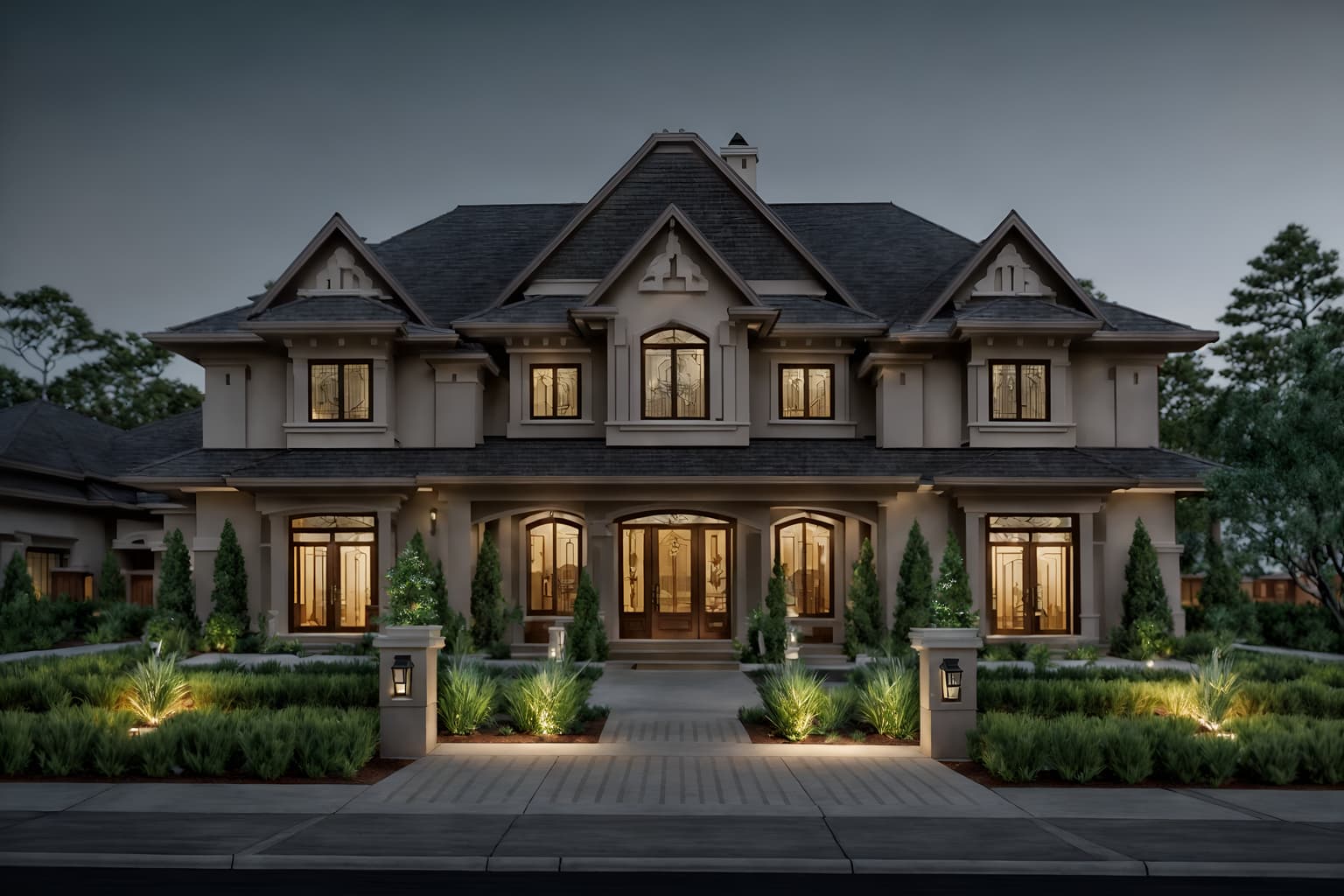 luxury-style exterior designed (house exterior exterior) . . cinematic photo, highly detailed, cinematic lighting, ultra-detailed, ultrarealistic, photorealism, 8k. luxury exterior design style. masterpiece, cinematic light, ultrarealistic+, photorealistic+, 8k, raw photo, realistic, sharp focus on eyes, (symmetrical eyes), (intact eyes), hyperrealistic, highest quality, best quality, , highly detailed, masterpiece, best quality, extremely detailed 8k wallpaper, masterpiece, best quality, ultra-detailed, best shadow, detailed background, detailed face, detailed eyes, high contrast, best illumination, detailed face, dulux, caustic, dynamic angle, detailed glow. dramatic lighting. highly detailed, insanely detailed hair, symmetrical, intricate details, professionally retouched, 8k high definition. strong bokeh. award winning photo.