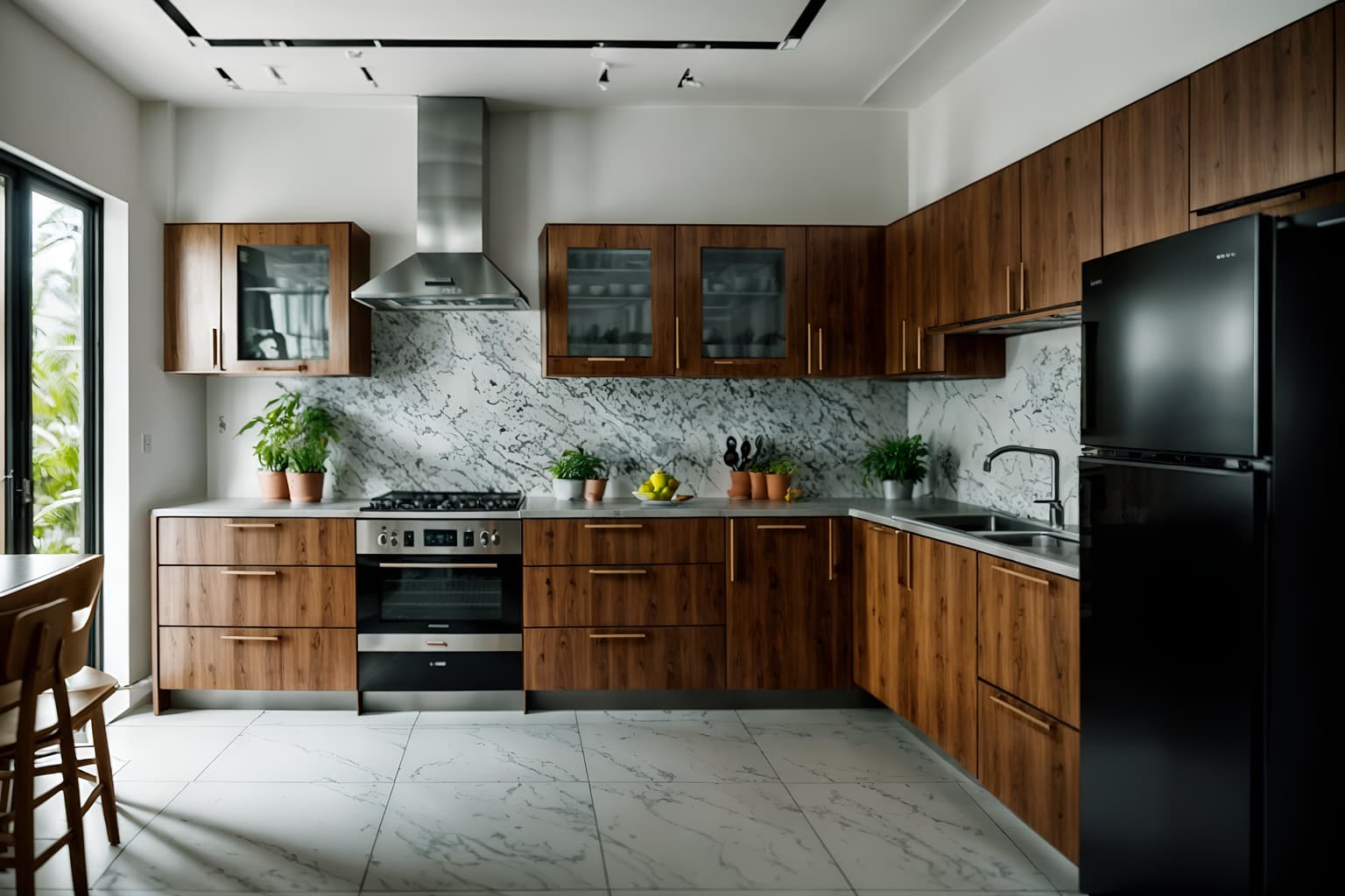 eco-friendly-style (kitchen interior) with sink and refrigerator and worktops and plant and kitchen cabinets and stove and sink. . . cinematic photo, highly detailed, cinematic lighting, ultra-detailed, ultrarealistic, photorealism, 8k. eco-friendly interior design style. masterpiece, cinematic light, ultrarealistic+, photorealistic+, 8k, raw photo, realistic, sharp focus on eyes, (symmetrical eyes), (intact eyes), hyperrealistic, highest quality, best quality, , highly detailed, masterpiece, best quality, extremely detailed 8k wallpaper, masterpiece, best quality, ultra-detailed, best shadow, detailed background, detailed face, detailed eyes, high contrast, best illumination, detailed face, dulux, caustic, dynamic angle, detailed glow. dramatic lighting. highly detailed, insanely detailed hair, symmetrical, intricate details, professionally retouched, 8k high definition. strong bokeh. award winning photo.