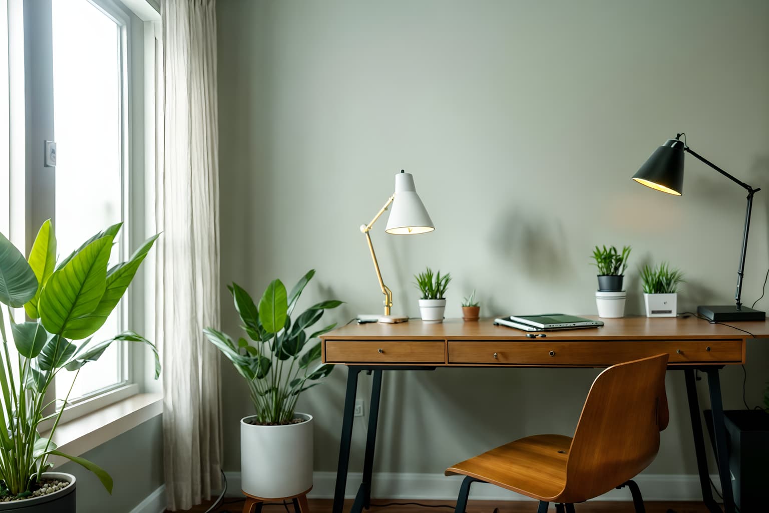eco-friendly-style (home office interior) with plant and office chair and desk lamp and cabinets and computer desk and plant. . . cinematic photo, highly detailed, cinematic lighting, ultra-detailed, ultrarealistic, photorealism, 8k. eco-friendly interior design style. masterpiece, cinematic light, ultrarealistic+, photorealistic+, 8k, raw photo, realistic, sharp focus on eyes, (symmetrical eyes), (intact eyes), hyperrealistic, highest quality, best quality, , highly detailed, masterpiece, best quality, extremely detailed 8k wallpaper, masterpiece, best quality, ultra-detailed, best shadow, detailed background, detailed face, detailed eyes, high contrast, best illumination, detailed face, dulux, caustic, dynamic angle, detailed glow. dramatic lighting. highly detailed, insanely detailed hair, symmetrical, intricate details, professionally retouched, 8k high definition. strong bokeh. award winning photo.