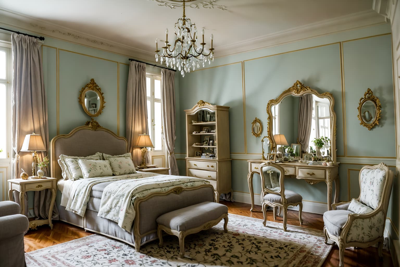 french-style (kids room interior) with mirror and dresser closet and kids desk and accent chair and plant and headboard and bedside table or night stand and storage bench or ottoman. . . cinematic photo, highly detailed, cinematic lighting, ultra-detailed, ultrarealistic, photorealism, 8k. french interior design style. masterpiece, cinematic light, ultrarealistic+, photorealistic+, 8k, raw photo, realistic, sharp focus on eyes, (symmetrical eyes), (intact eyes), hyperrealistic, highest quality, best quality, , highly detailed, masterpiece, best quality, extremely detailed 8k wallpaper, masterpiece, best quality, ultra-detailed, best shadow, detailed background, detailed face, detailed eyes, high contrast, best illumination, detailed face, dulux, caustic, dynamic angle, detailed glow. dramatic lighting. highly detailed, insanely detailed hair, symmetrical, intricate details, professionally retouched, 8k high definition. strong bokeh. award winning photo.
