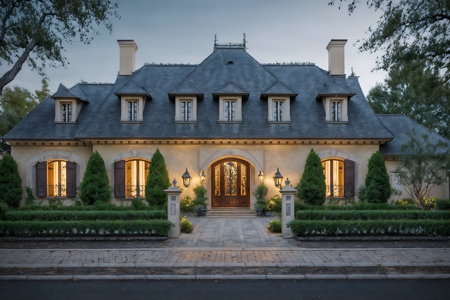 french-style exterior designed (house exterior exterior) . . cinematic photo, highly detailed, cinematic lighting, ultra-detailed, ultrarealistic, photorealism, 8k. french exterior design style. masterpiece, cinematic light, ultrarealistic+, photorealistic+, 8k, raw photo, realistic, sharp focus on eyes, (symmetrical eyes), (intact eyes), hyperrealistic, highest quality, best quality, , highly detailed, masterpiece, best quality, extremely detailed 8k wallpaper, masterpiece, best quality, ultra-detailed, best shadow, detailed background, detailed face, detailed eyes, high contrast, best illumination, detailed face, dulux, caustic, dynamic angle, detailed glow. dramatic lighting. highly detailed, insanely detailed hair, symmetrical, intricate details, professionally retouched, 8k high definition. strong bokeh. award winning photo.