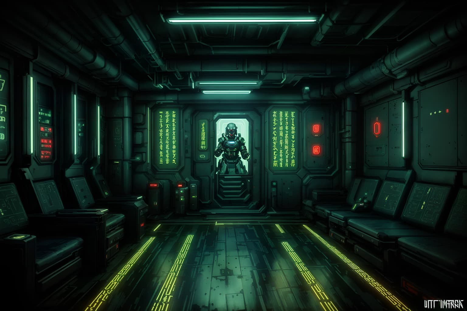cyberpunk-style (onsen interior) . with military uniforms and gear and minimalist and futuristic cybernetic details and surrealist paintings and cyberpunk lights and dark night and cyberpunk lights and bladerunner style. . cinematic photo, highly detailed, cinematic lighting, ultra-detailed, ultrarealistic, photorealism, 8k. cyberpunk interior design style. masterpiece, cinematic light, ultrarealistic+, photorealistic+, 8k, raw photo, realistic, sharp focus on eyes, (symmetrical eyes), (intact eyes), hyperrealistic, highest quality, best quality, , highly detailed, masterpiece, best quality, extremely detailed 8k wallpaper, masterpiece, best quality, ultra-detailed, best shadow, detailed background, detailed face, detailed eyes, high contrast, best illumination, detailed face, dulux, caustic, dynamic angle, detailed glow. dramatic lighting. highly detailed, insanely detailed hair, symmetrical, intricate details, professionally retouched, 8k high definition. strong bokeh. award winning photo.