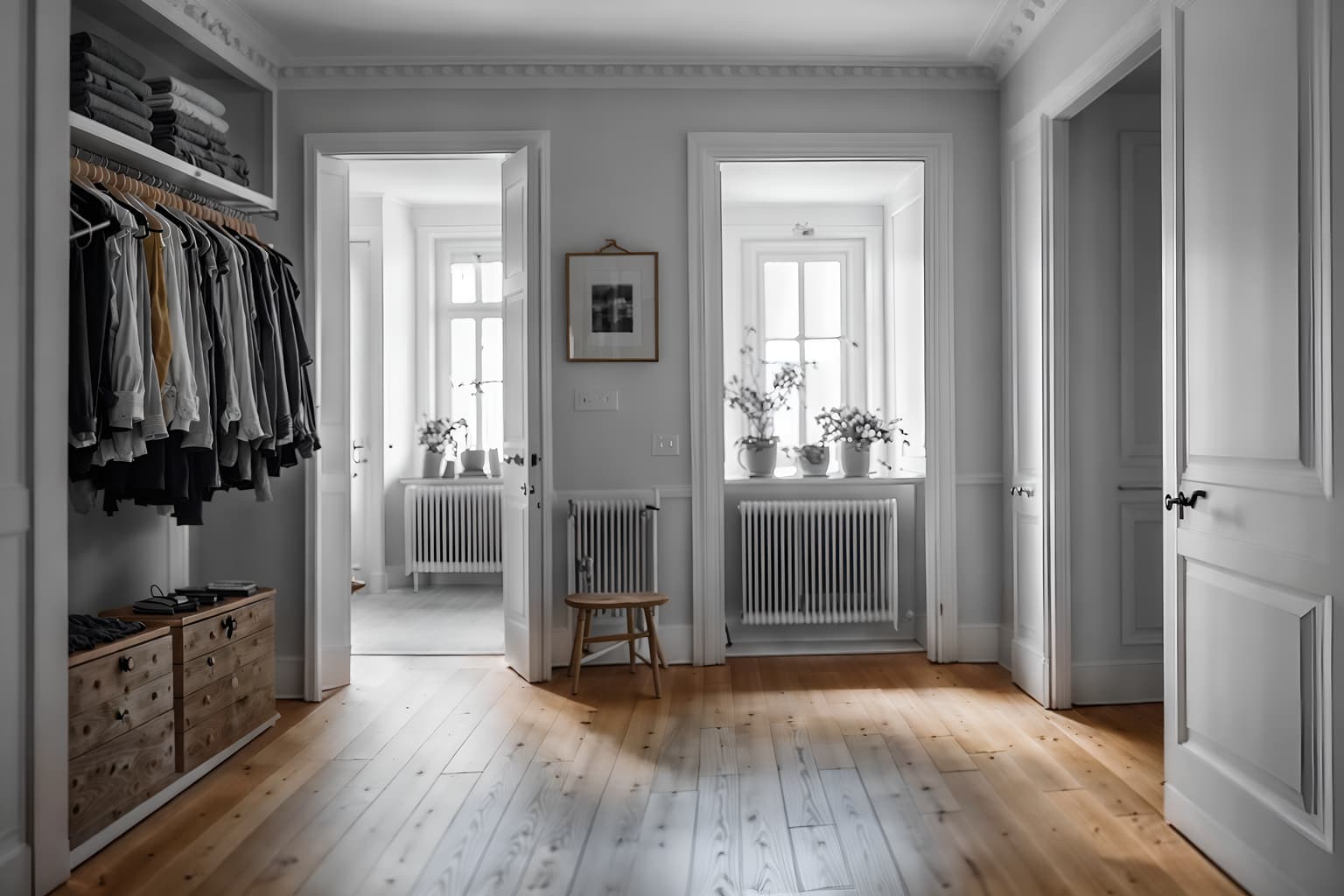 scandinavian-style (walk in closet interior) . with . . cinematic photo, highly detailed, cinematic lighting, ultra-detailed, ultrarealistic, photorealism, 8k. scandinavian interior design style. masterpiece, cinematic light, ultrarealistic+, photorealistic+, 8k, raw photo, realistic, sharp focus on eyes, (symmetrical eyes), (intact eyes), hyperrealistic, highest quality, best quality, , highly detailed, masterpiece, best quality, extremely detailed 8k wallpaper, masterpiece, best quality, ultra-detailed, best shadow, detailed background, detailed face, detailed eyes, high contrast, best illumination, detailed face, dulux, caustic, dynamic angle, detailed glow. dramatic lighting. highly detailed, insanely detailed hair, symmetrical, intricate details, professionally retouched, 8k high definition. strong bokeh. award winning photo.